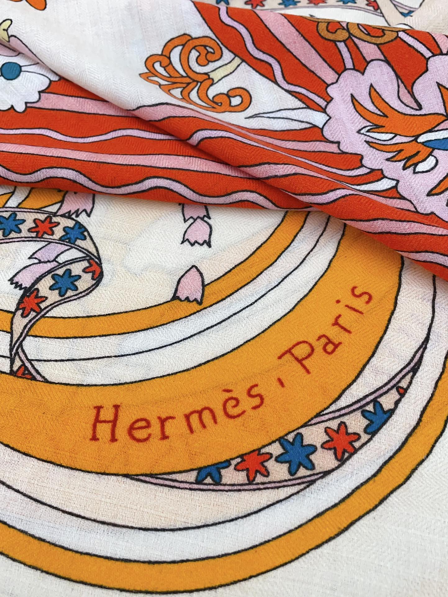 La Danse Du Printemps Scarf 140 In Yellow Colorful Cashmere And Silk 344366