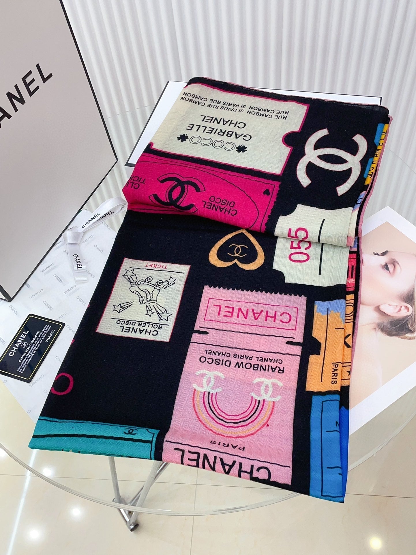 CC Square Scarf 140 CM In Multicolored Cashmere And Silk 350425