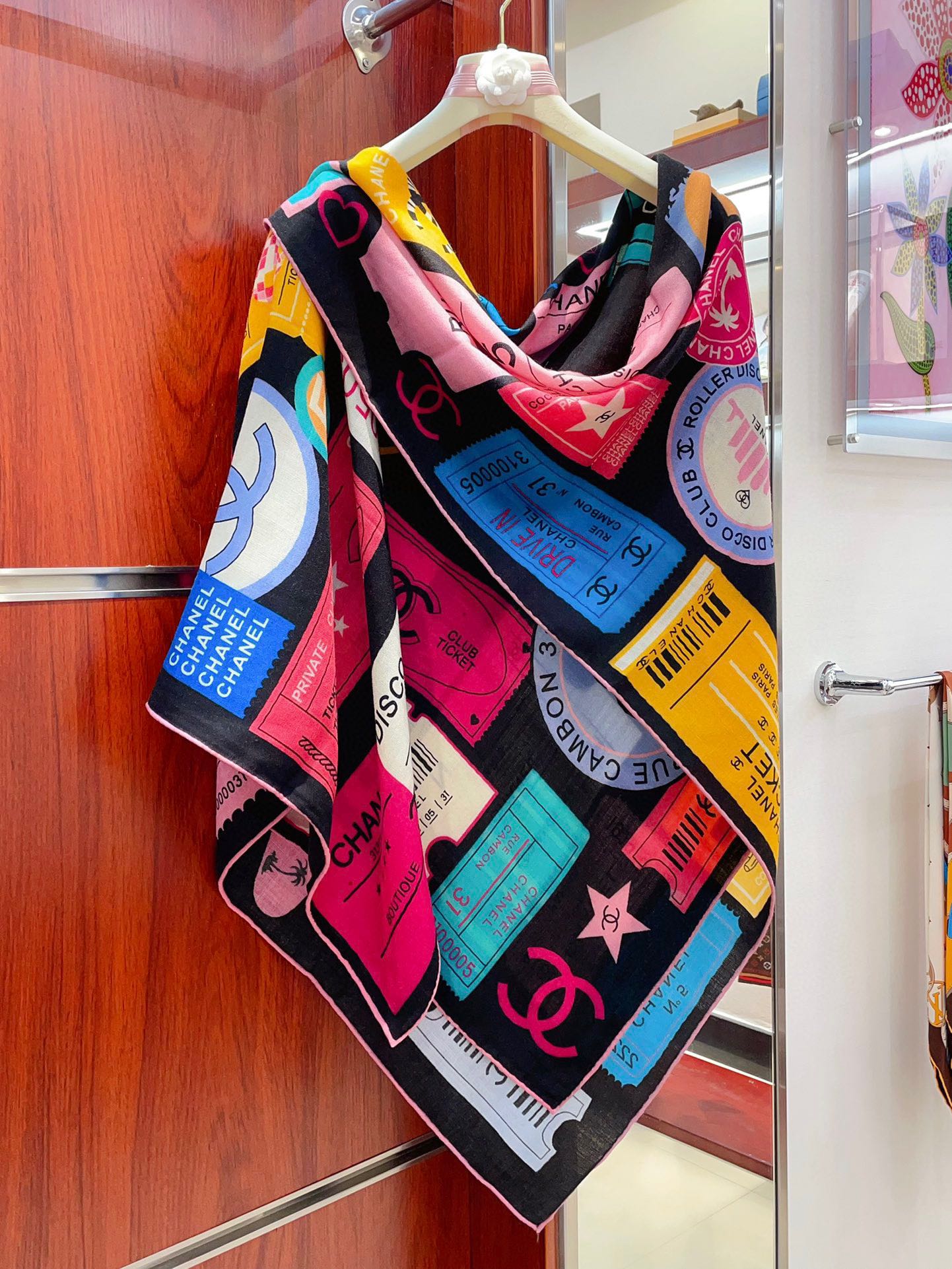 CC Square Scarf 140 CM In Multicolored Cashmere And Silk 350425