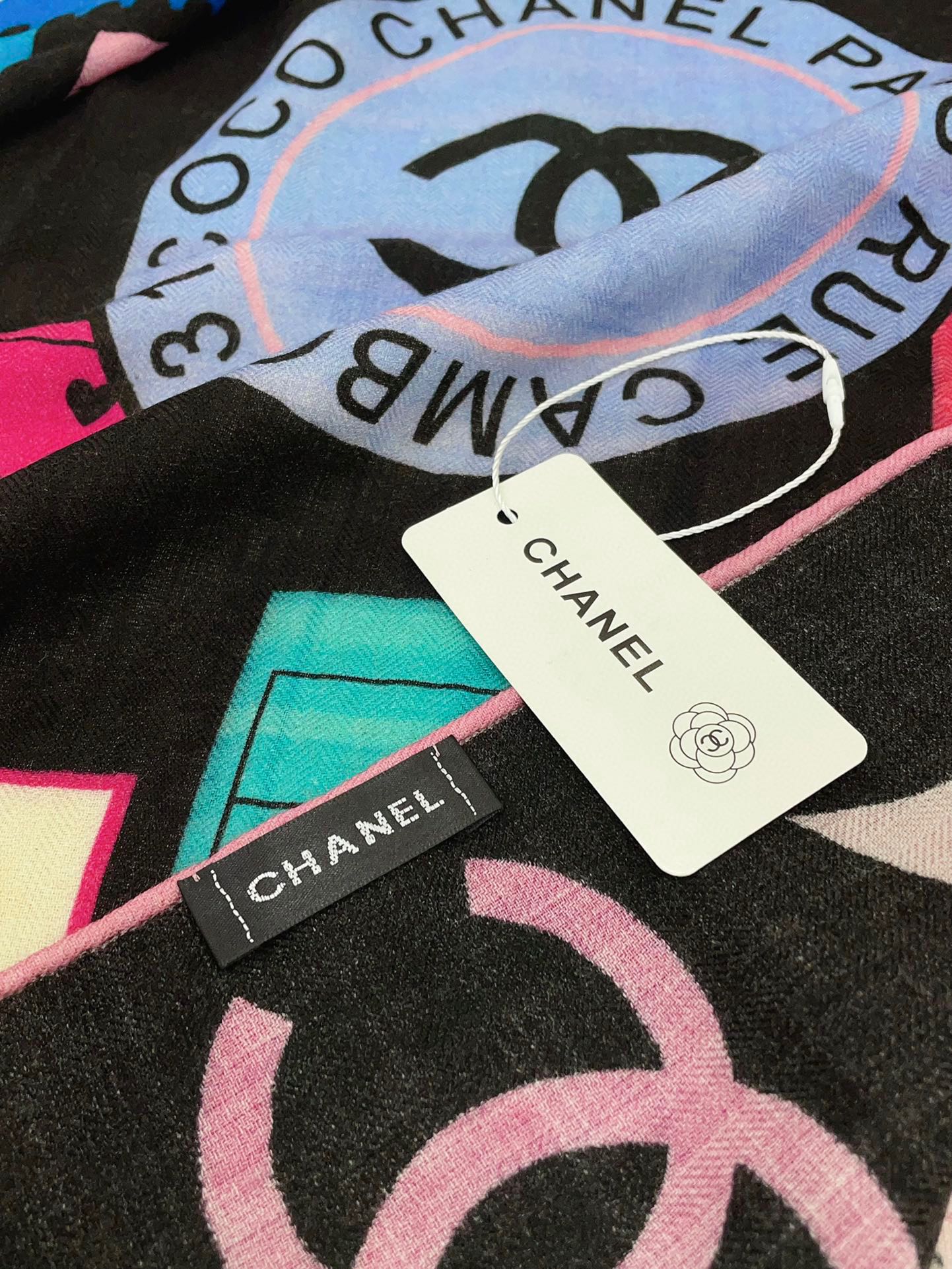 CC Square Scarf 140 CM In Multicolored Cashmere And Silk 350425