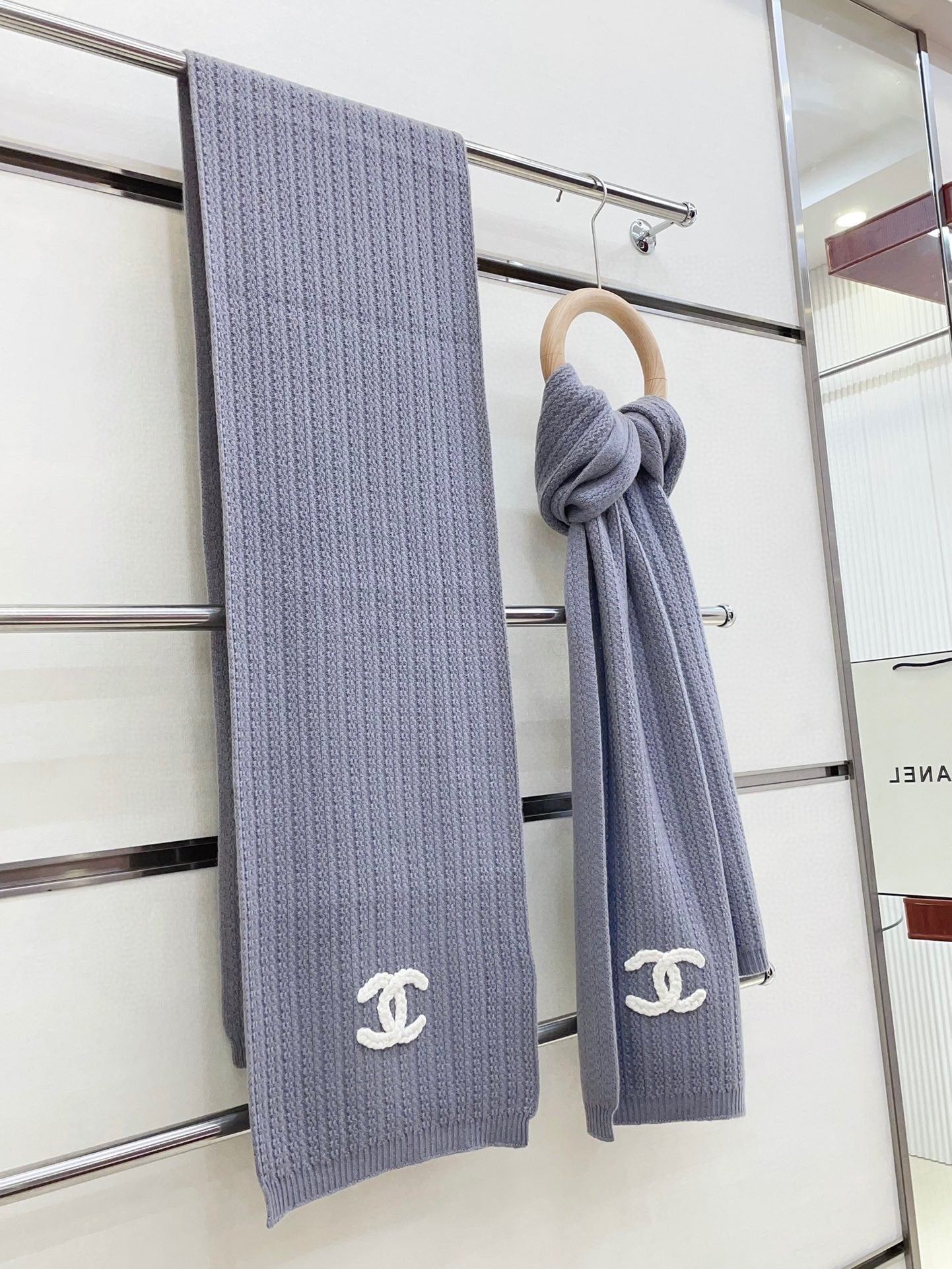 CC Scarf 180 CM In Grey Purple Wool 378472
