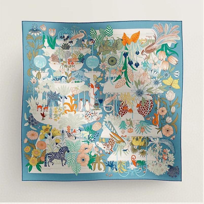 PRECIOUS PARADISE SCARF 135 CM IN COLORFUL CASHMERE AND SILK 379791