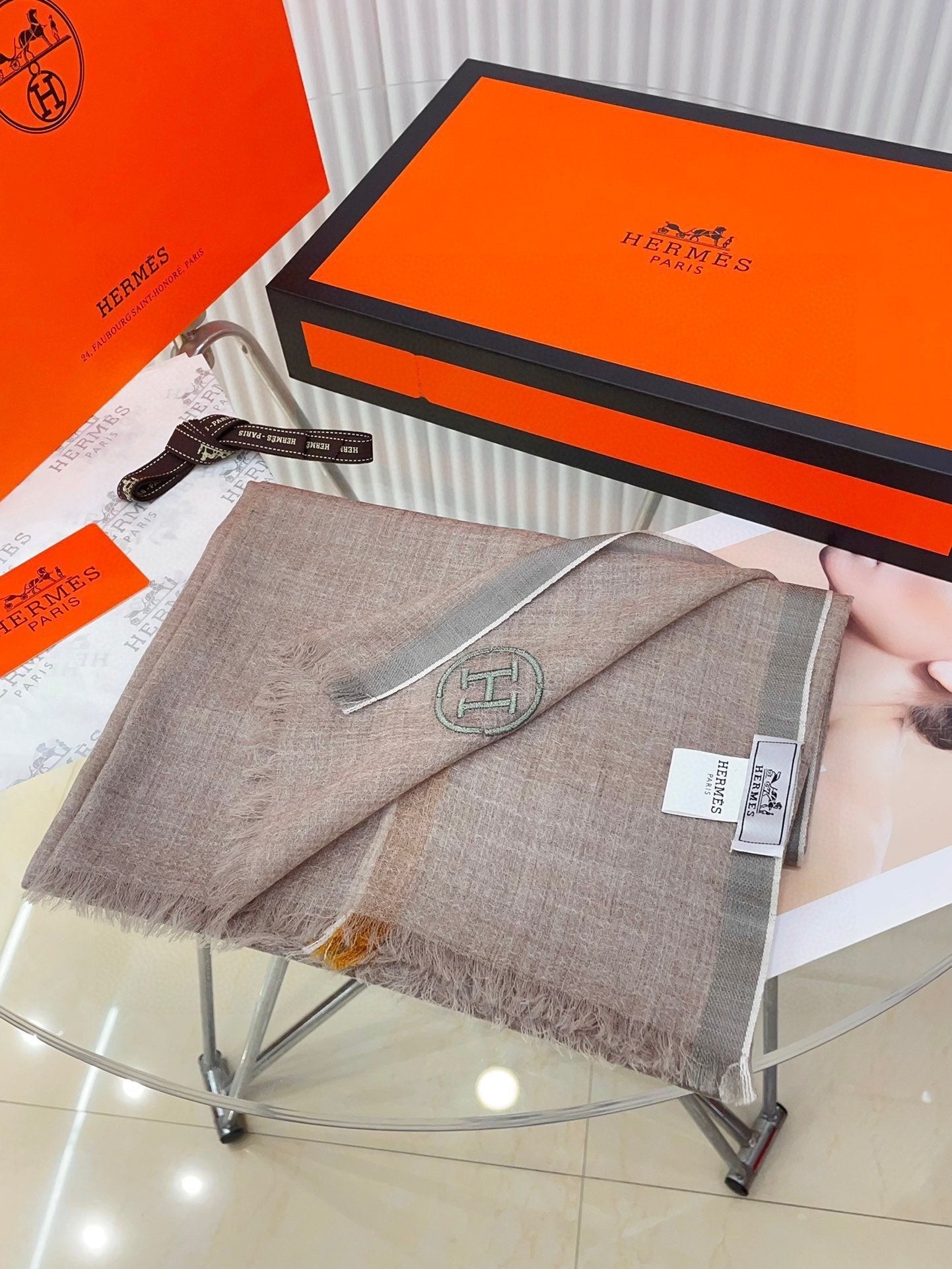 SCARF 180 CM IN CAMEL BROWN CASHMERE 388146