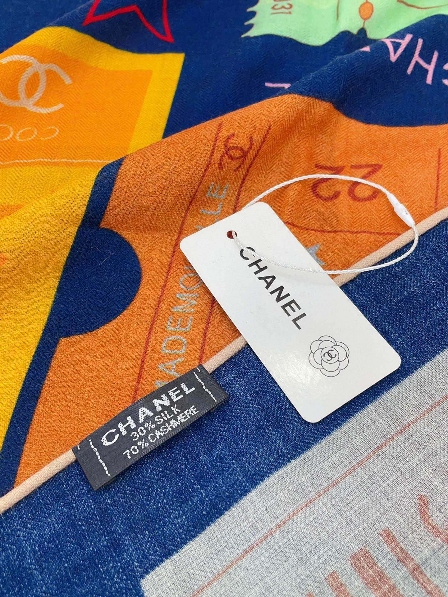 CC Square Scarf 140 CM In Multicolored Cashmere And Silk 388152