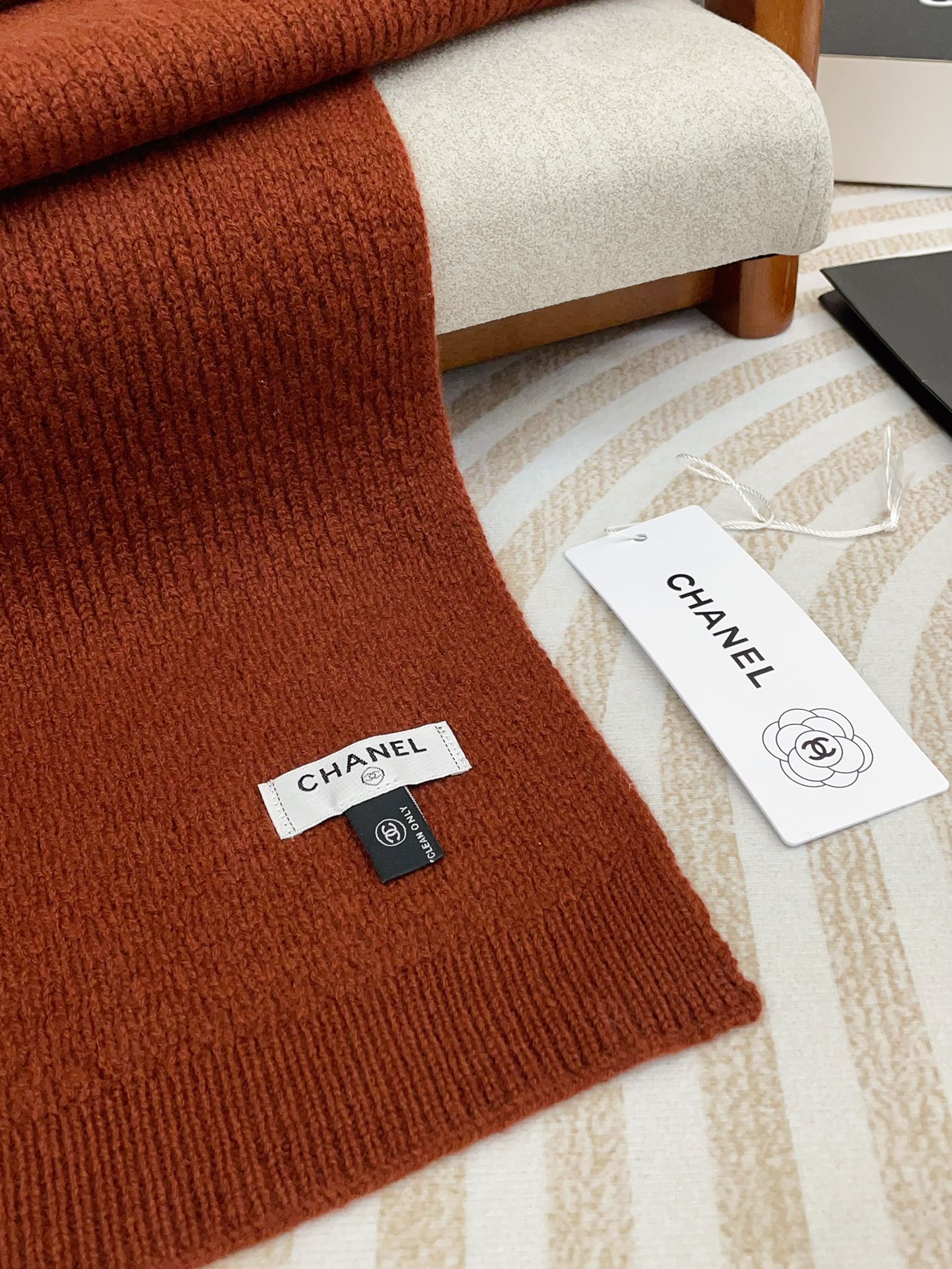 CC Scarf 190 CM In Earthy Orange Red Cashmere  393186