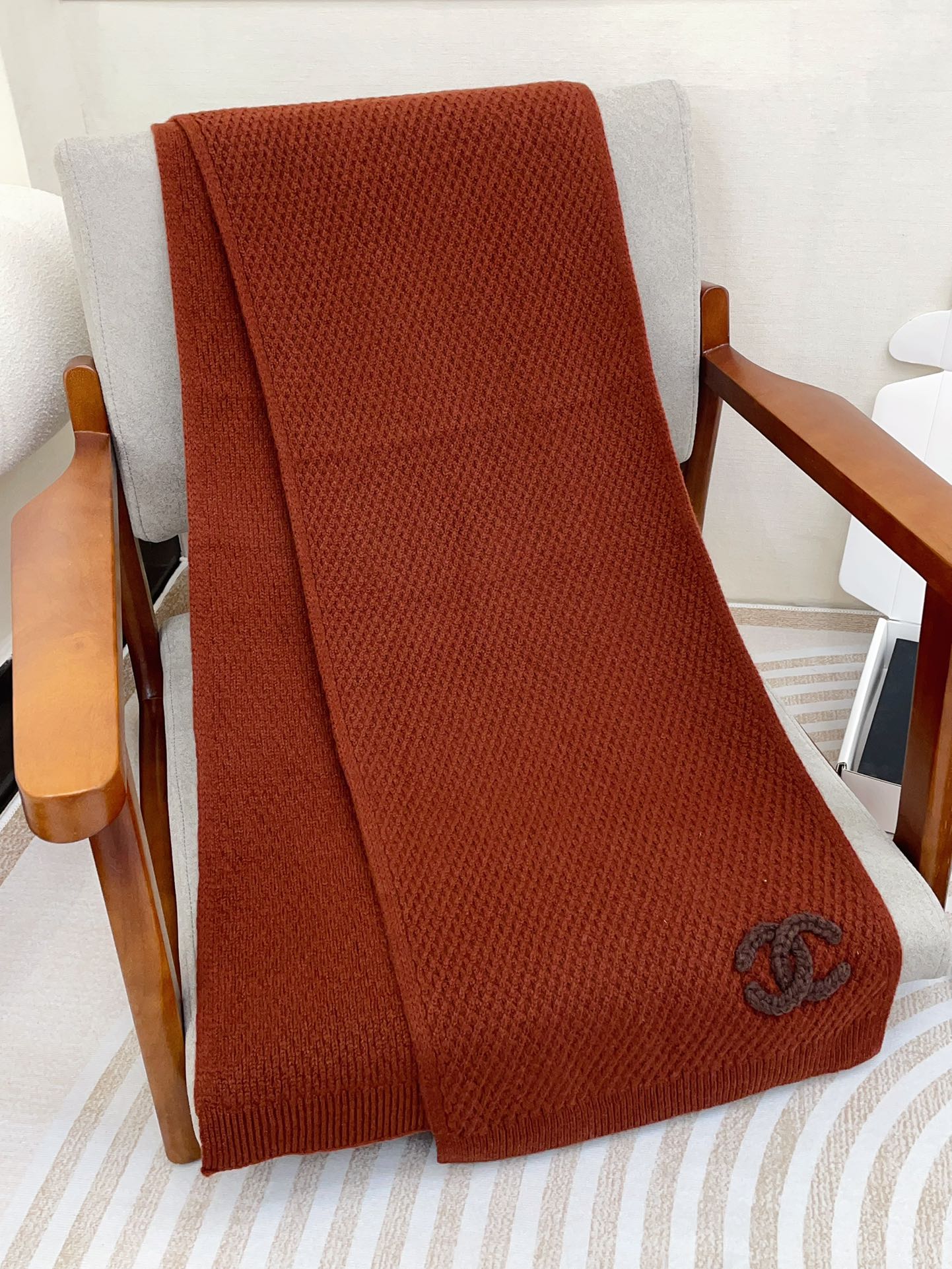 CC Scarf 190 CM In Earthy Orange Red Cashmere  393186