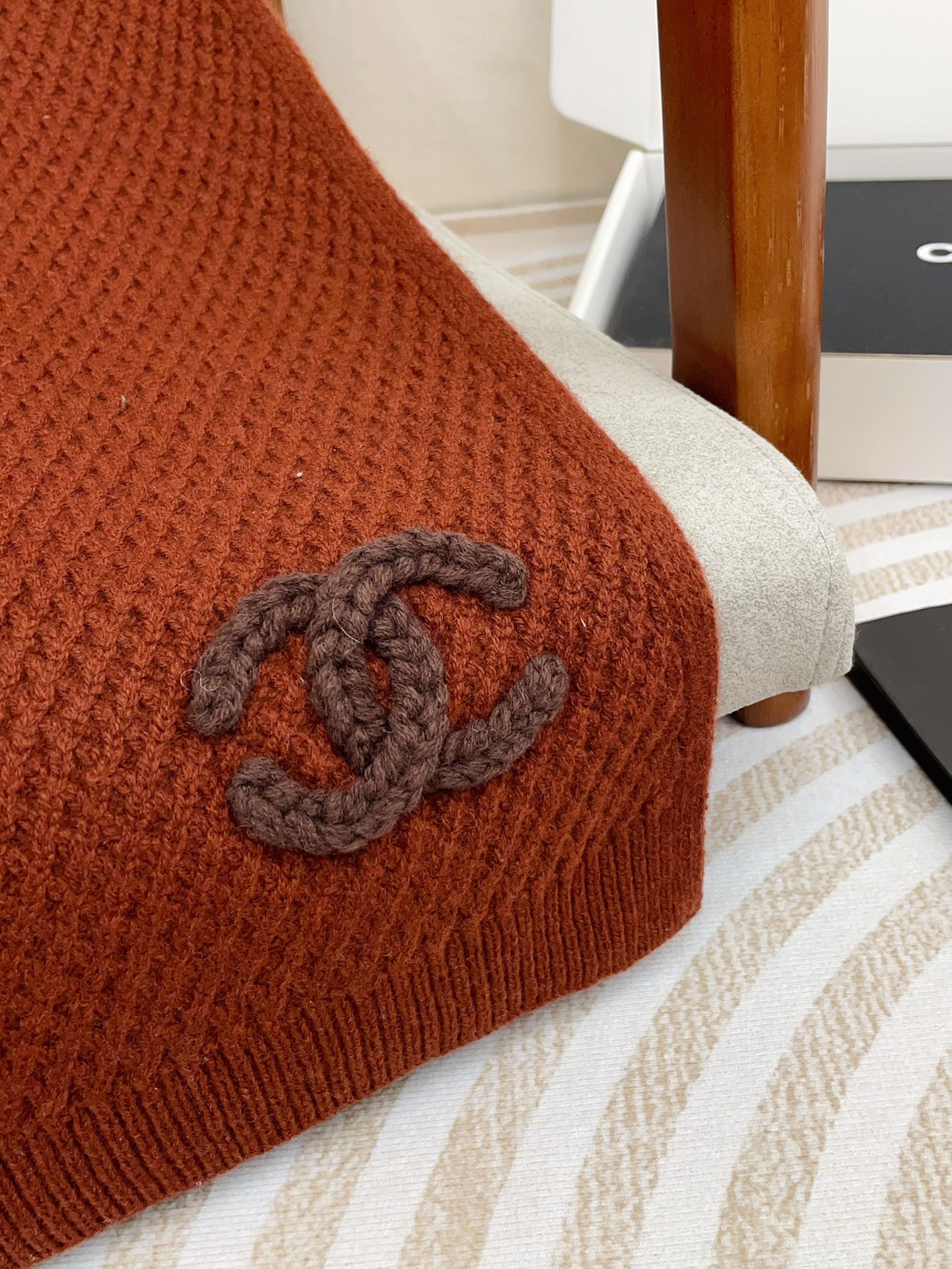 CC Scarf 190 CM In Earthy Orange Red Cashmere  393186