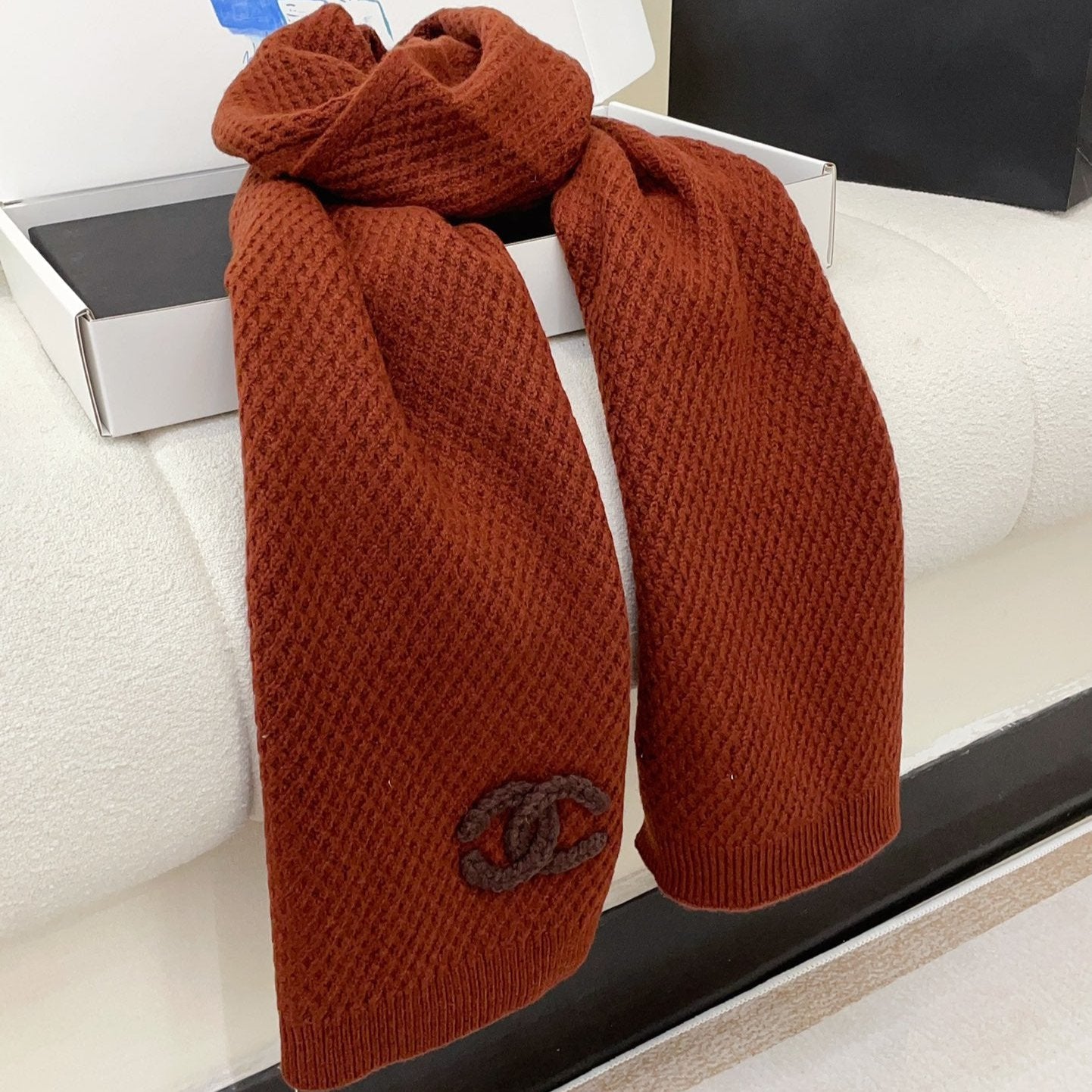 CC Scarf 190 CM In Earthy Orange Red Cashmere  393186