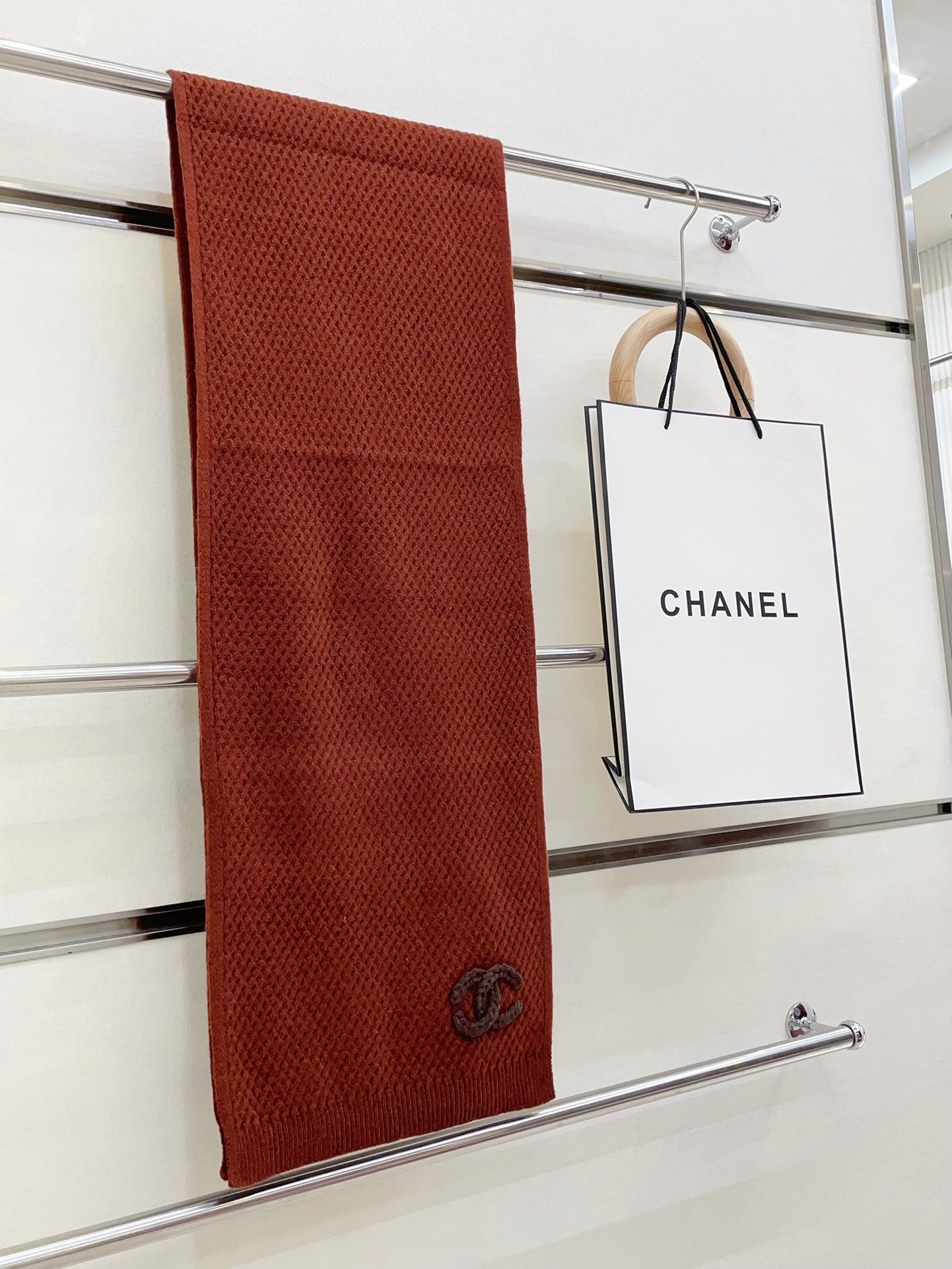 CC Scarf 190 CM In Earthy Orange Red Cashmere  393186