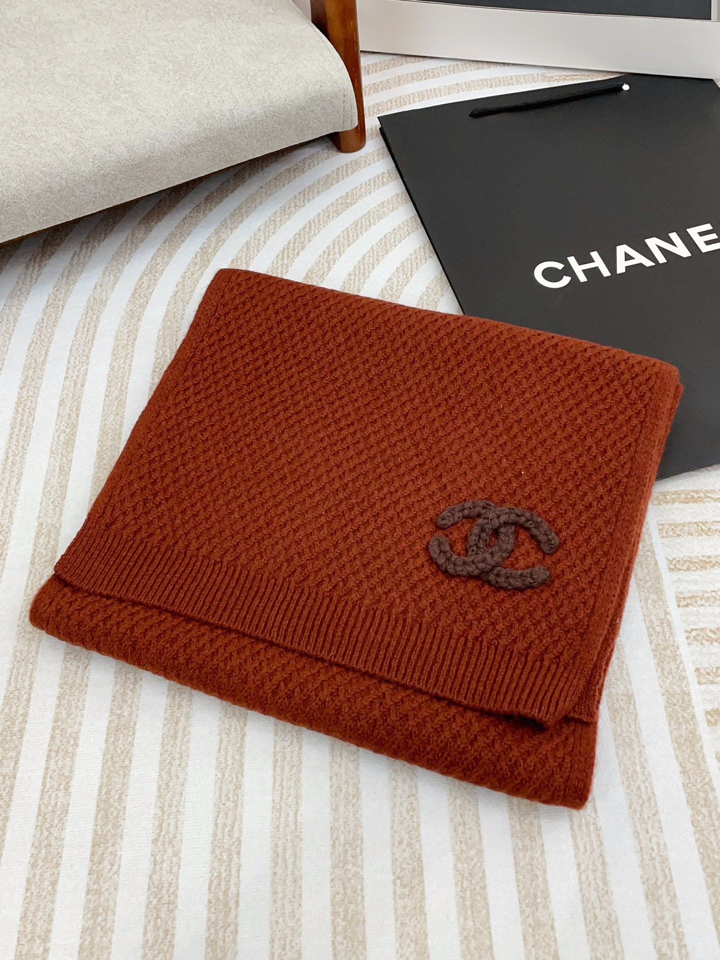 CC Scarf 190 CM In Earthy Orange Red Cashmere  393186