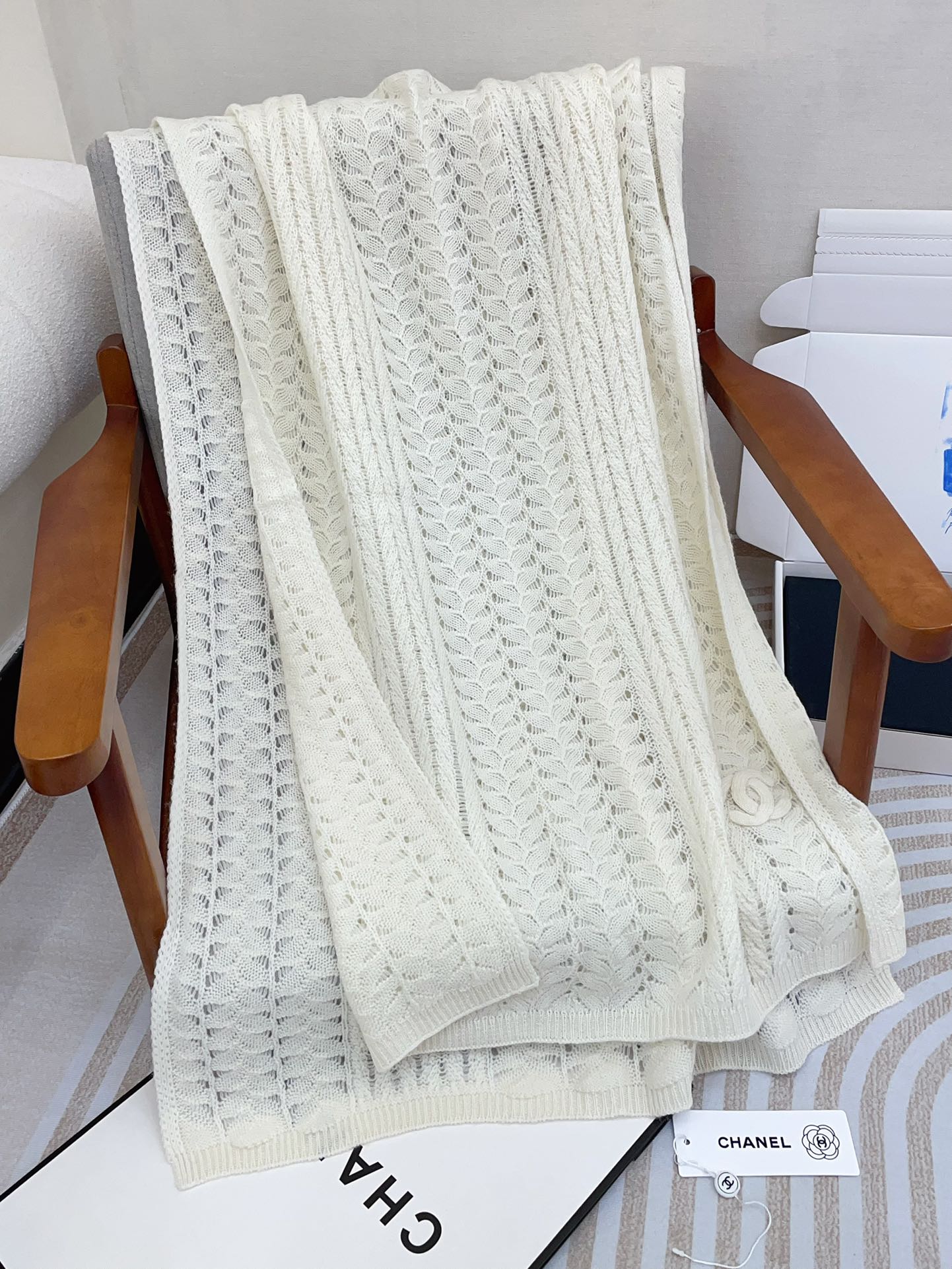 CC Scarf 190 CM In White Cashmere 396248