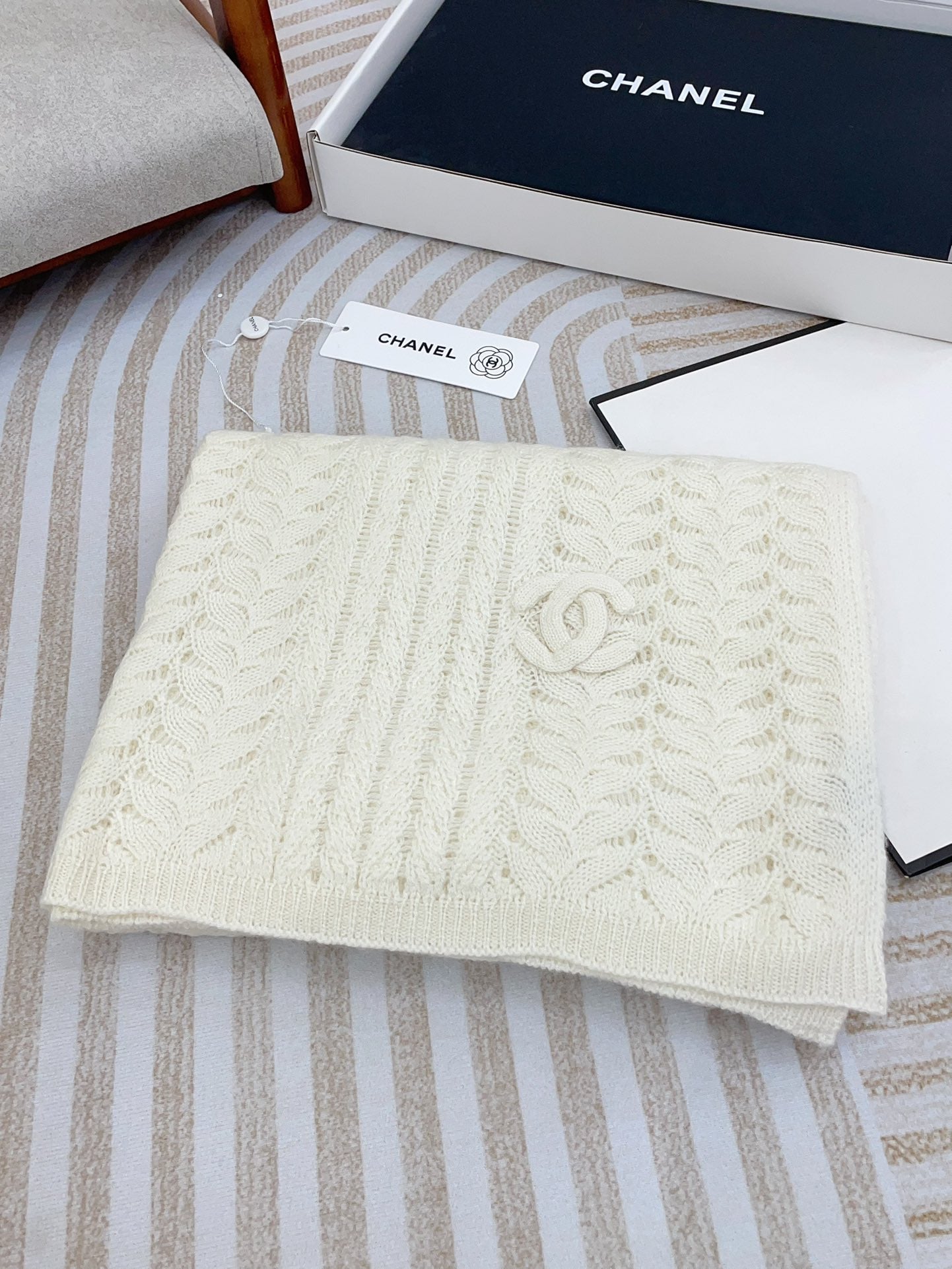 CC Scarf 190 CM In White Cashmere 396248