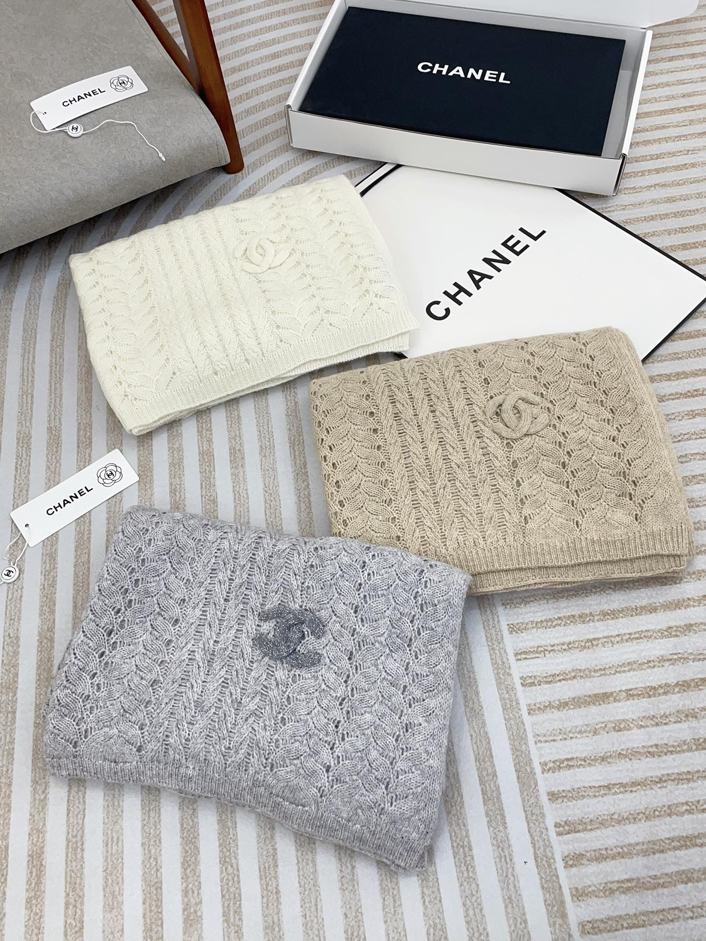 CC Scarf 190 CM In White Cashmere 396248