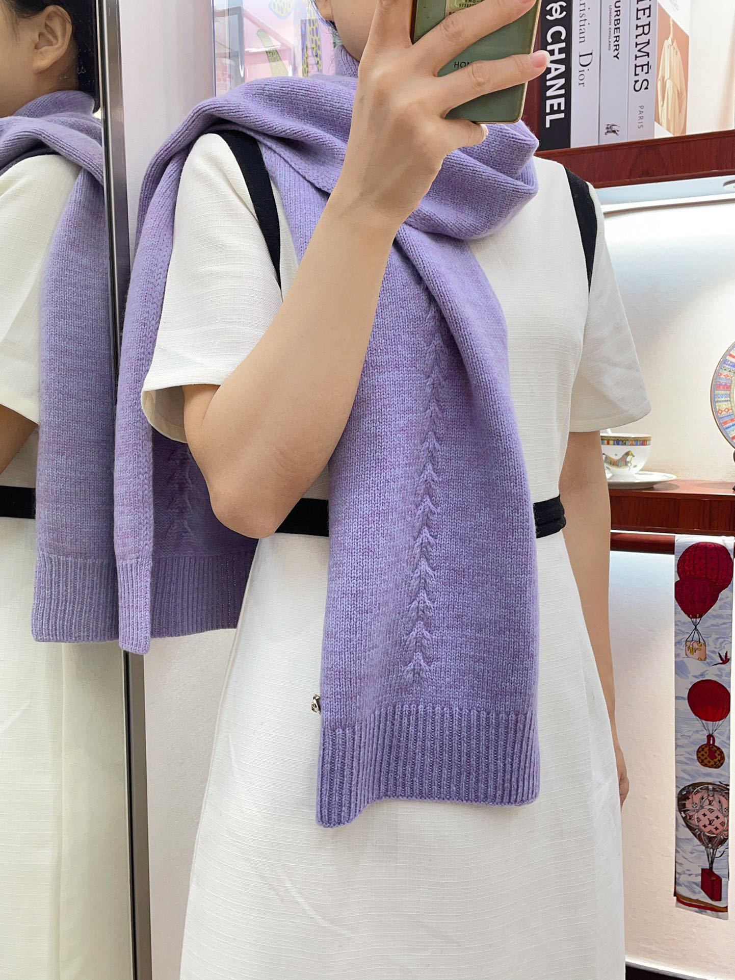 CC Scarf 180 CM In Light Purple Wool 398267