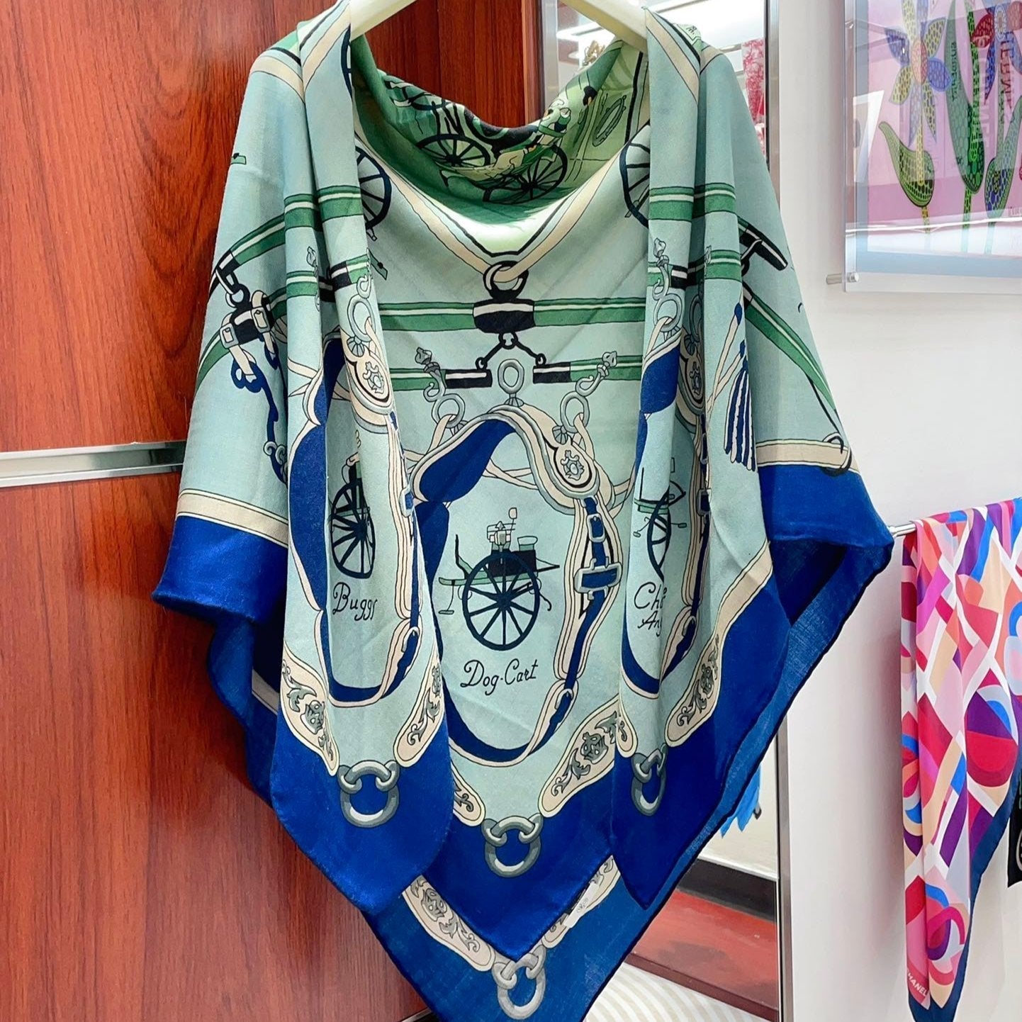 Palonniers Scarf 140 CM Jade Green Colorful Cashmere And Silk 401163