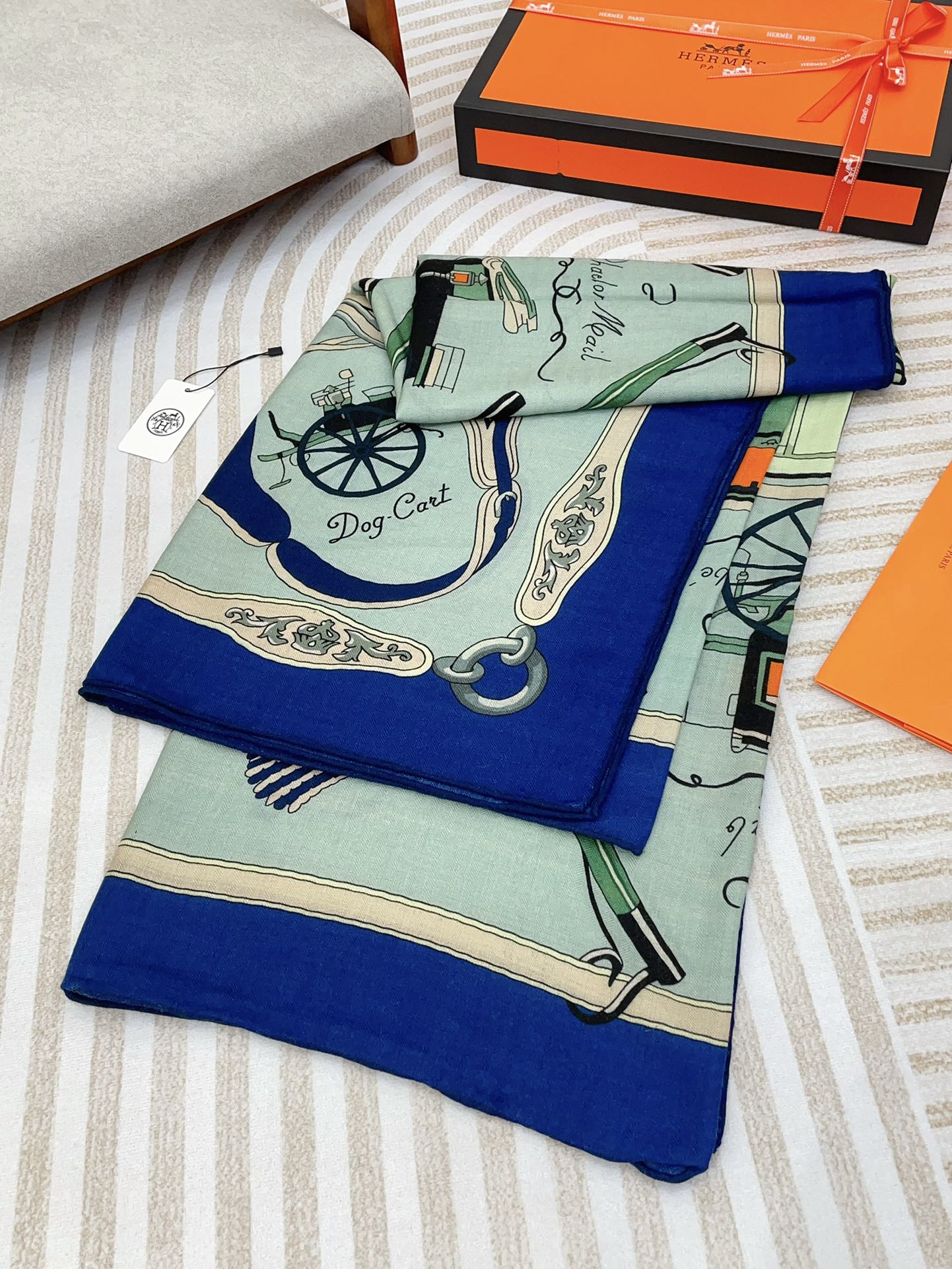 Palonniers Scarf 140 CM Jade Green Colorful Cashmere And Silk 401163