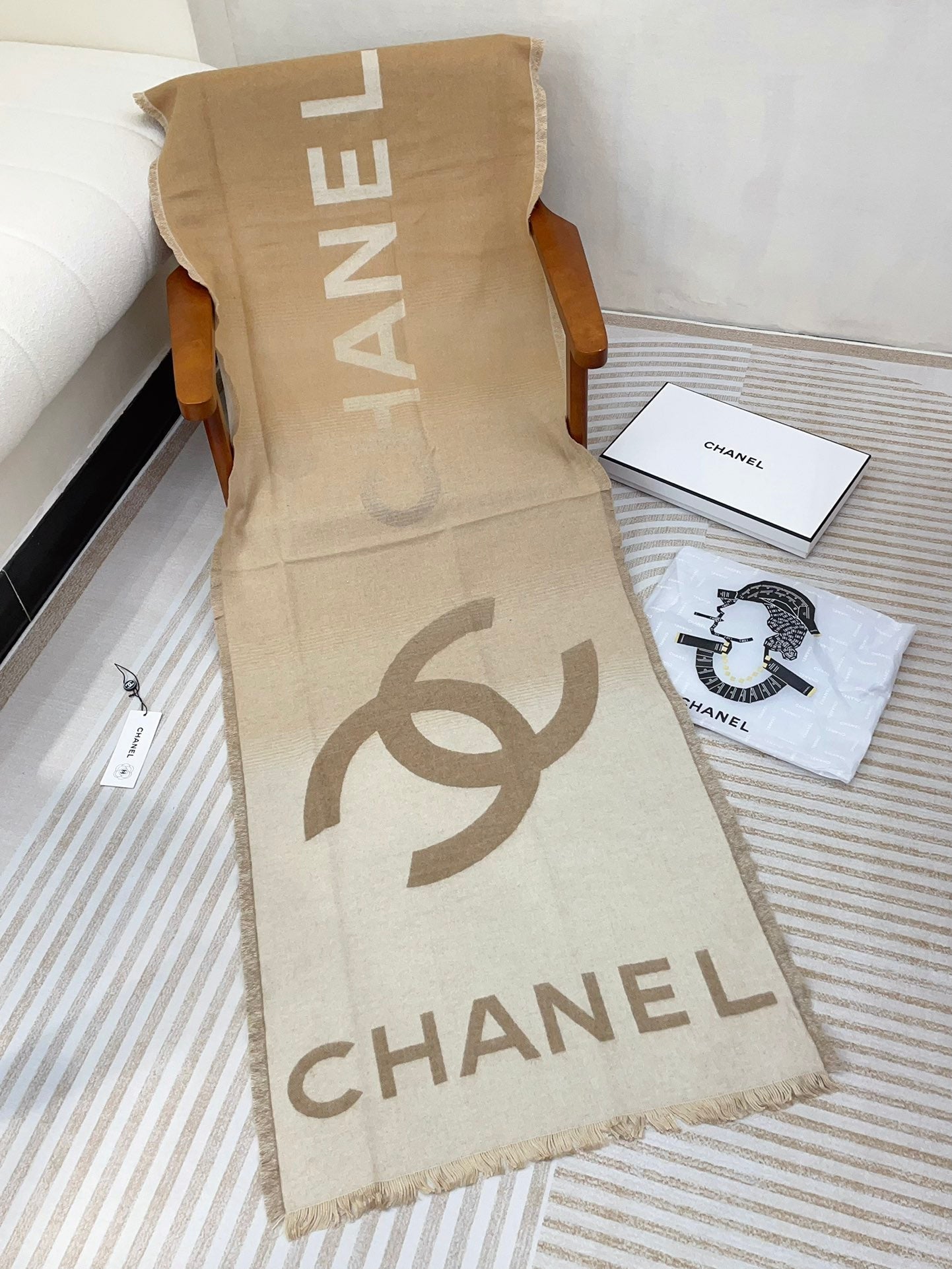 CC Scarf 200 CM In Beige Mix Brown Cashmere 402091