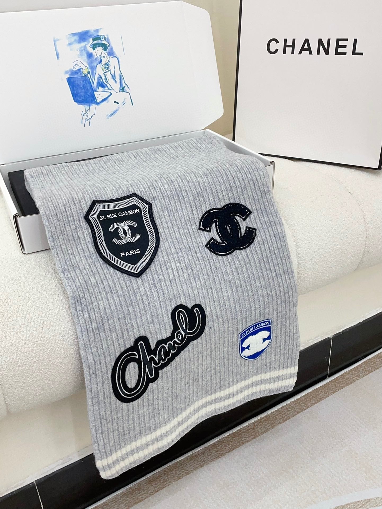 CC Scarf 180 CM In Grey Cashmere 405082