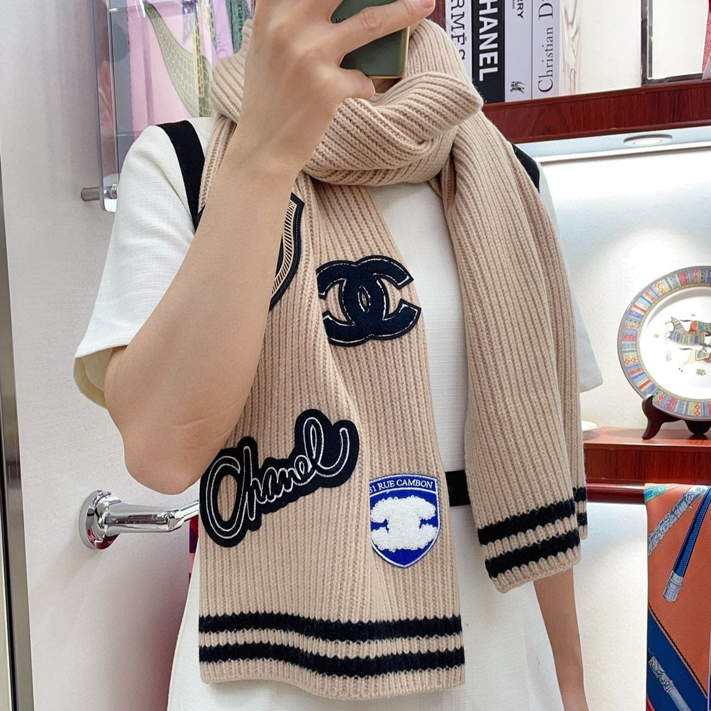 CC Scarf 180 CM In Beige Cashmere 405083