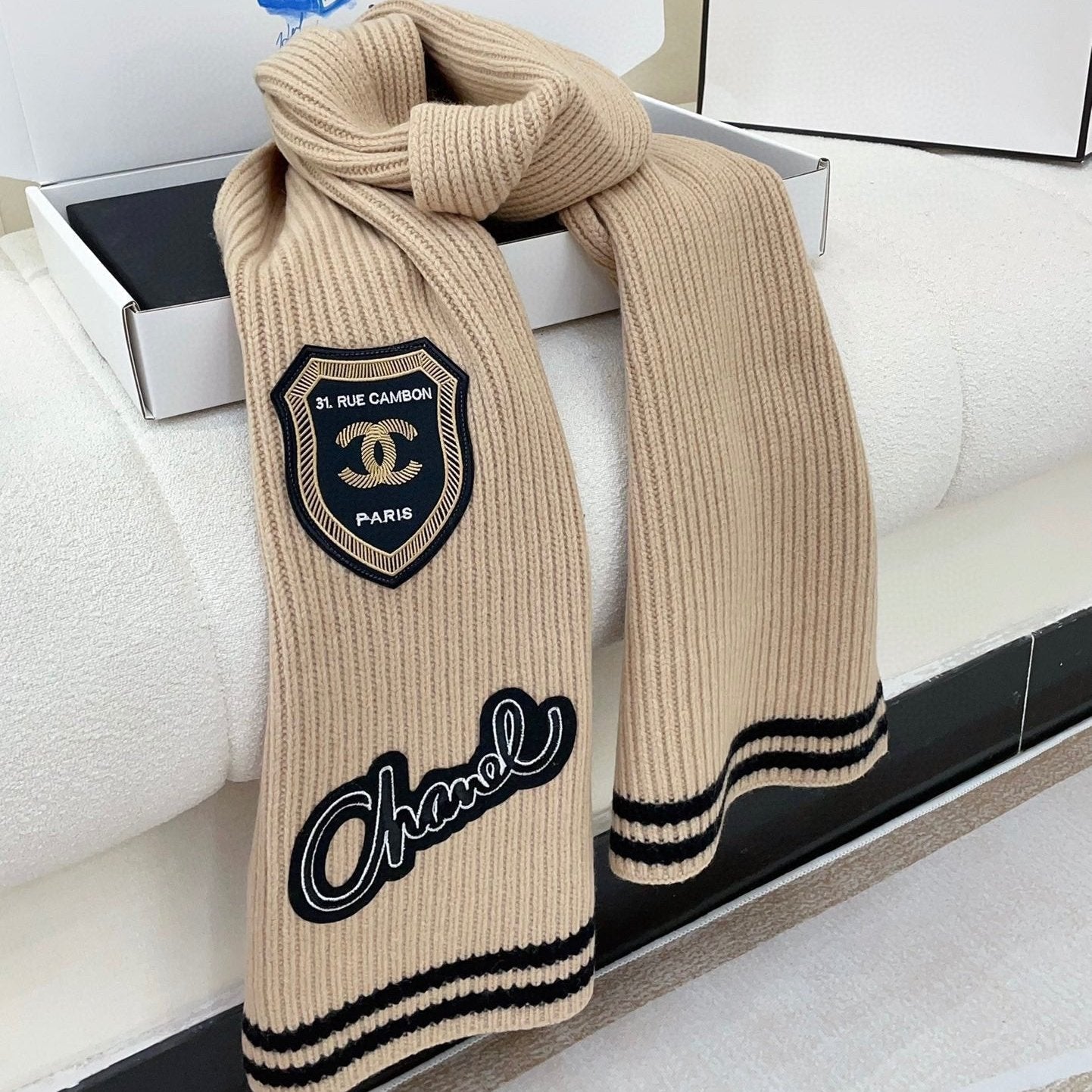 CC Scarf 180 CM In Beige Cashmere 405083