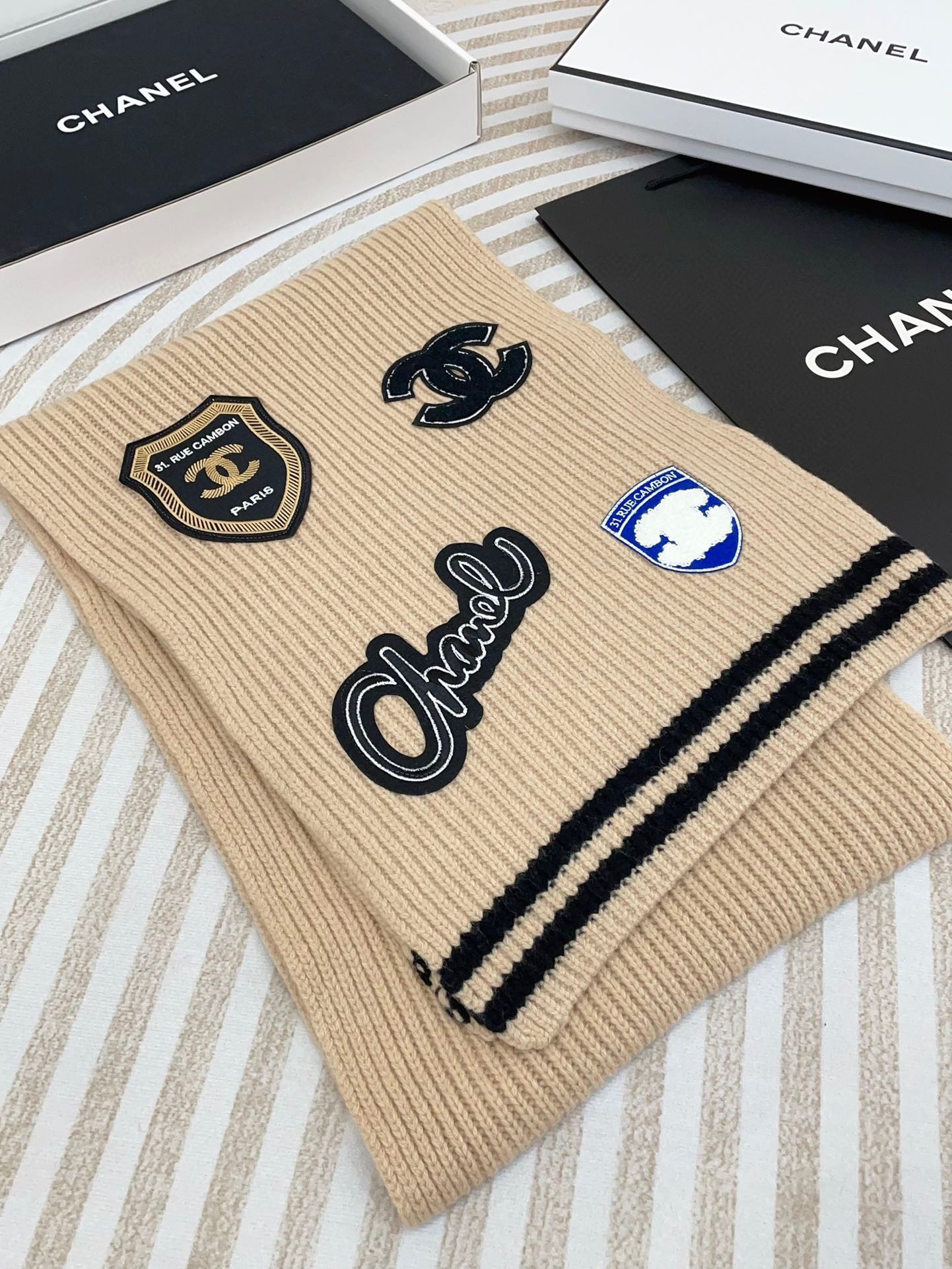 CC Scarf 180 CM In Beige Cashmere 405083