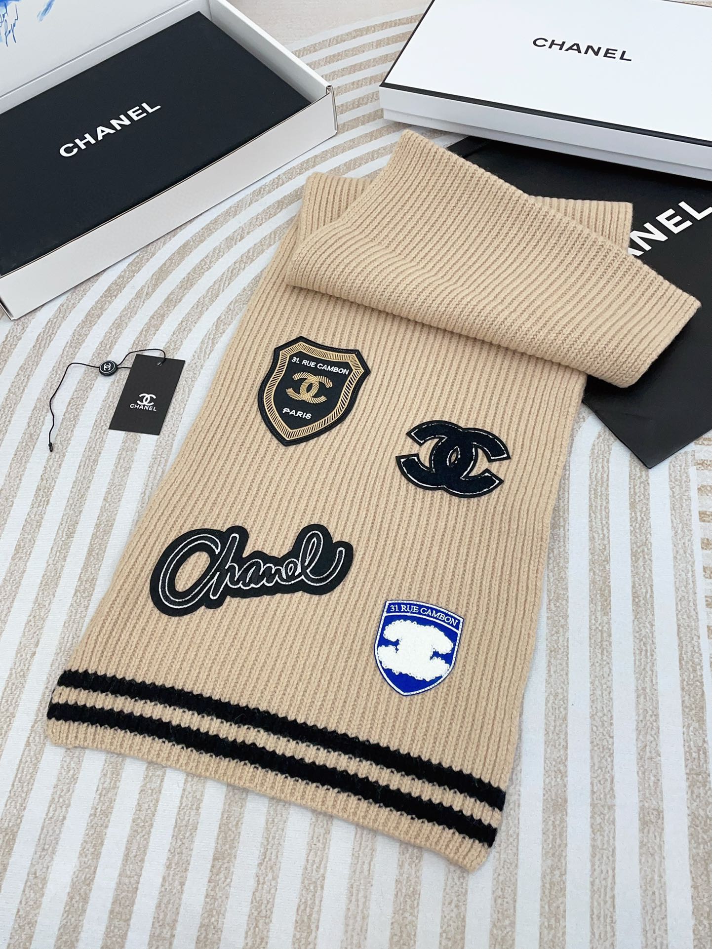 CC Scarf 180 CM In Beige Cashmere 405083