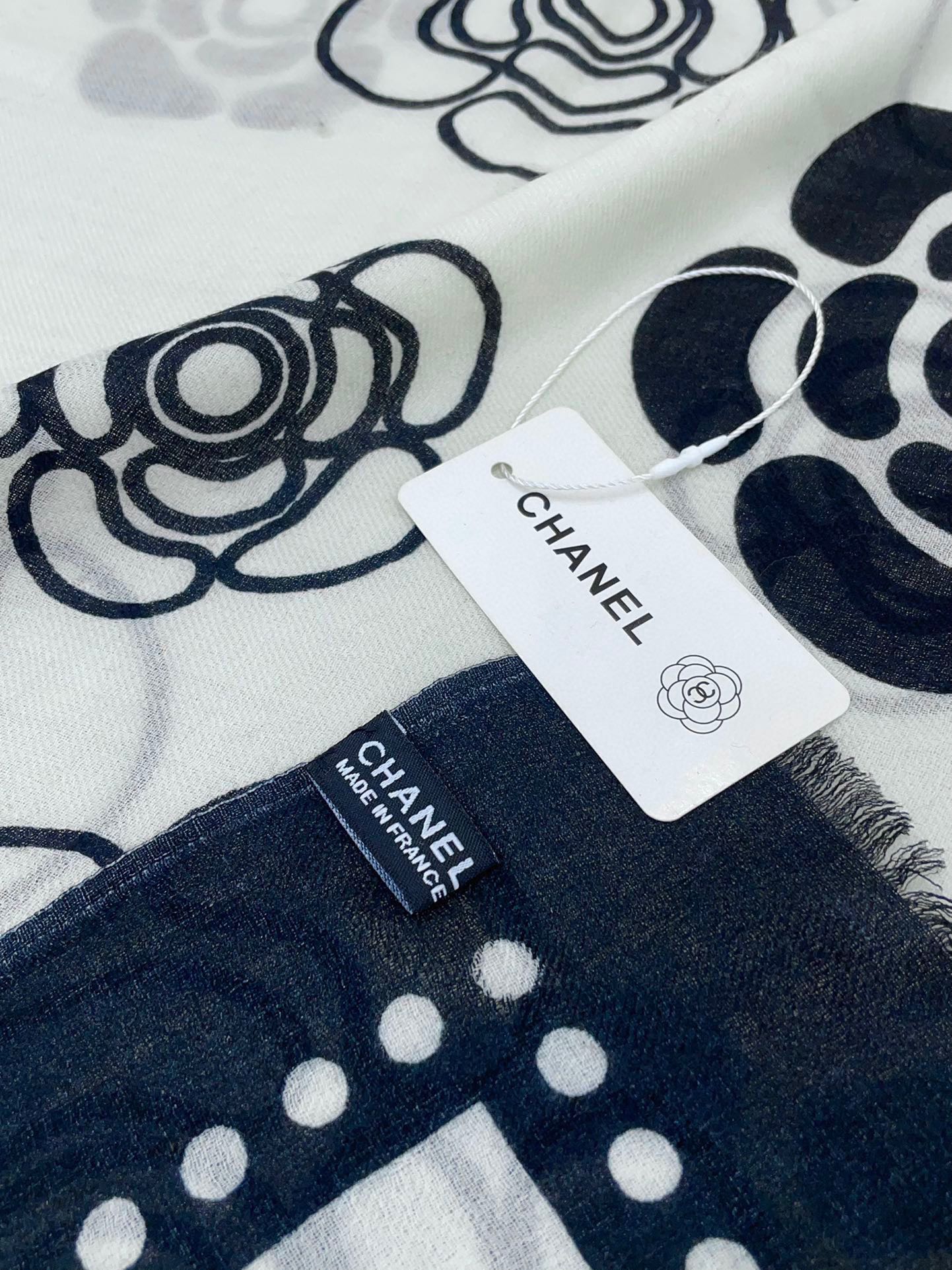 CC Scarf 190 CM In White Mix Black Cashmere  407268