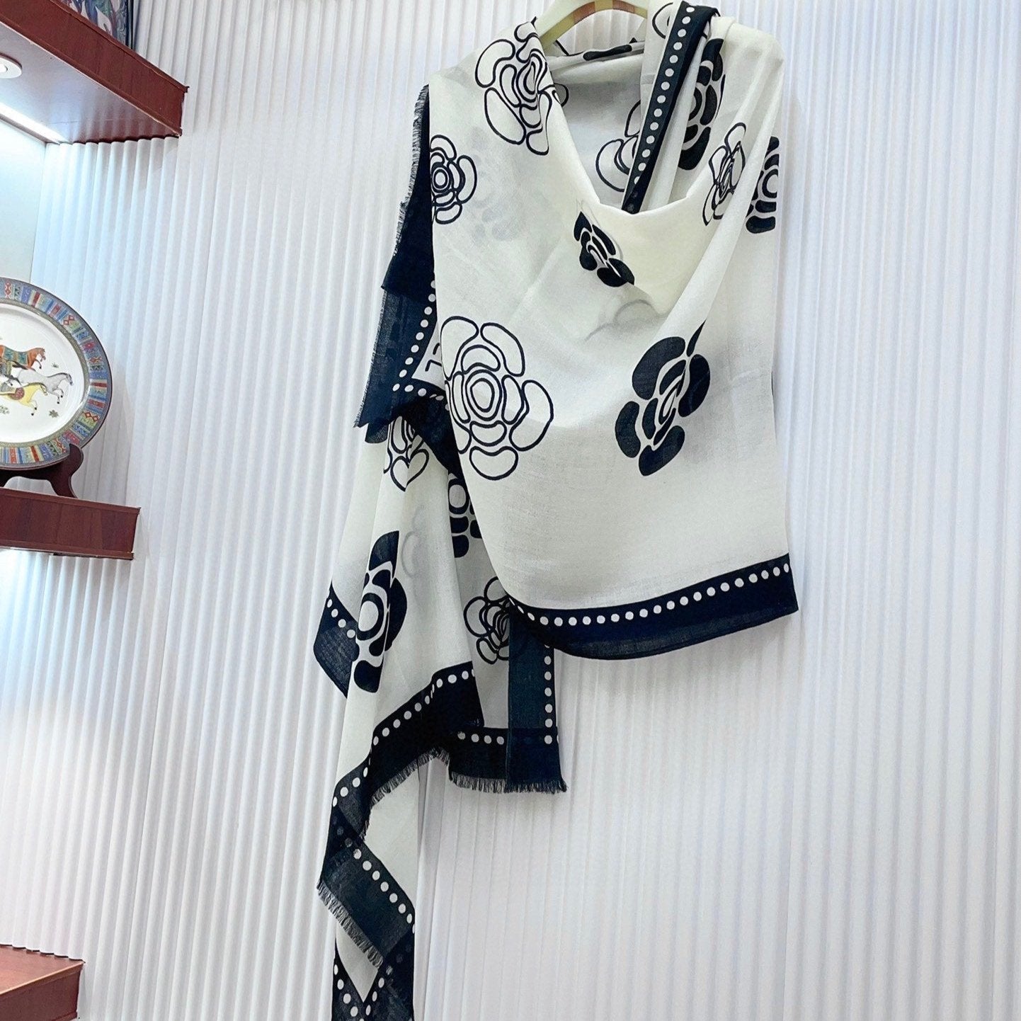 CC Scarf 190 CM In White Mix Black Cashmere  407268