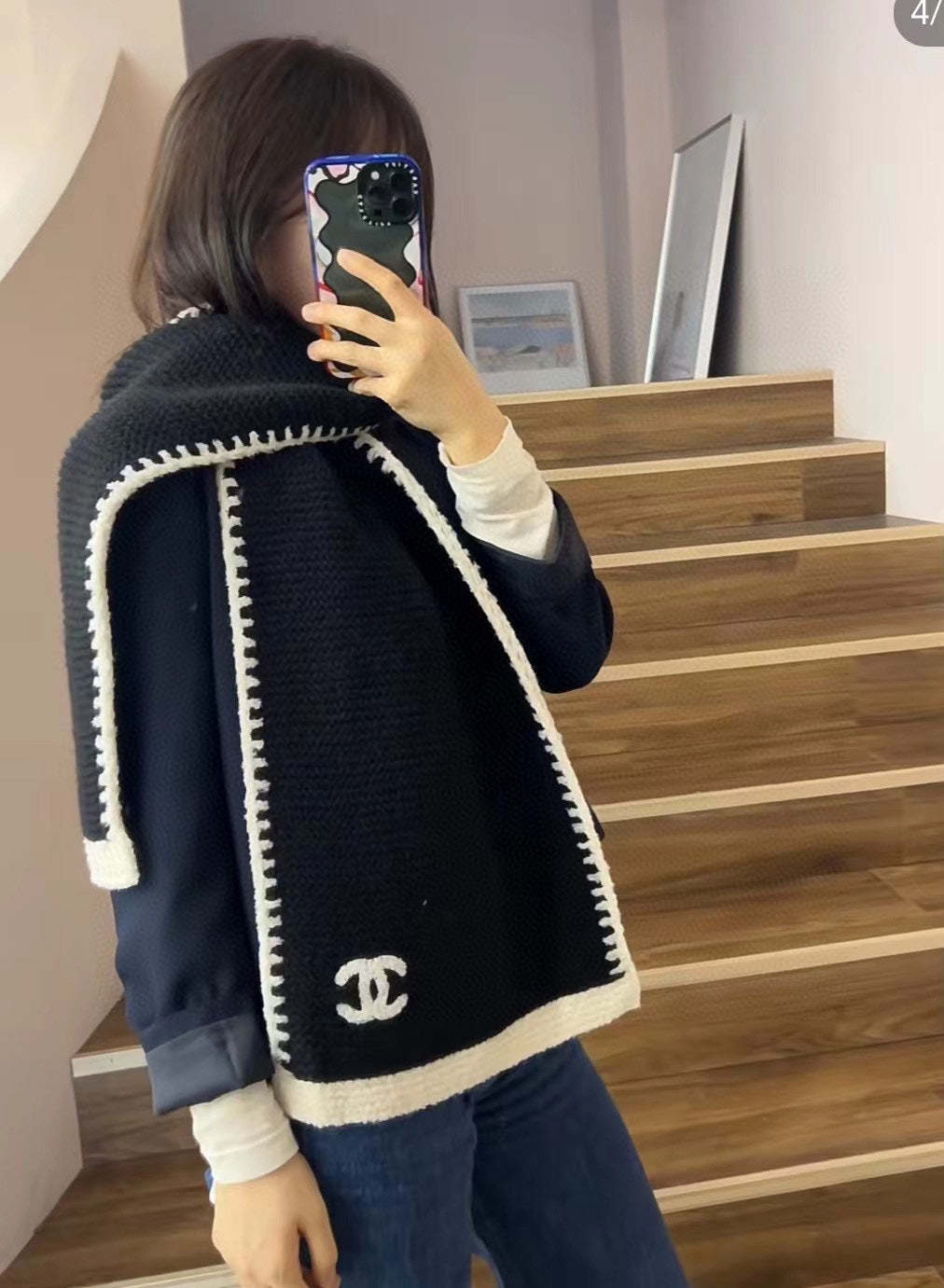 CC Scarf 200 CM In Black Cashmere 410211