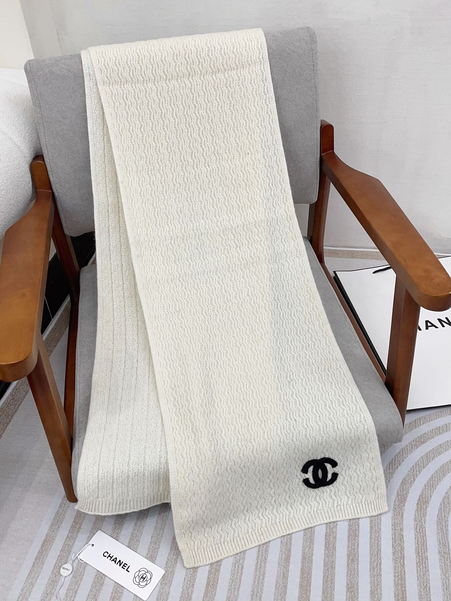 CC Scarf 180 CM In White Wool 413760