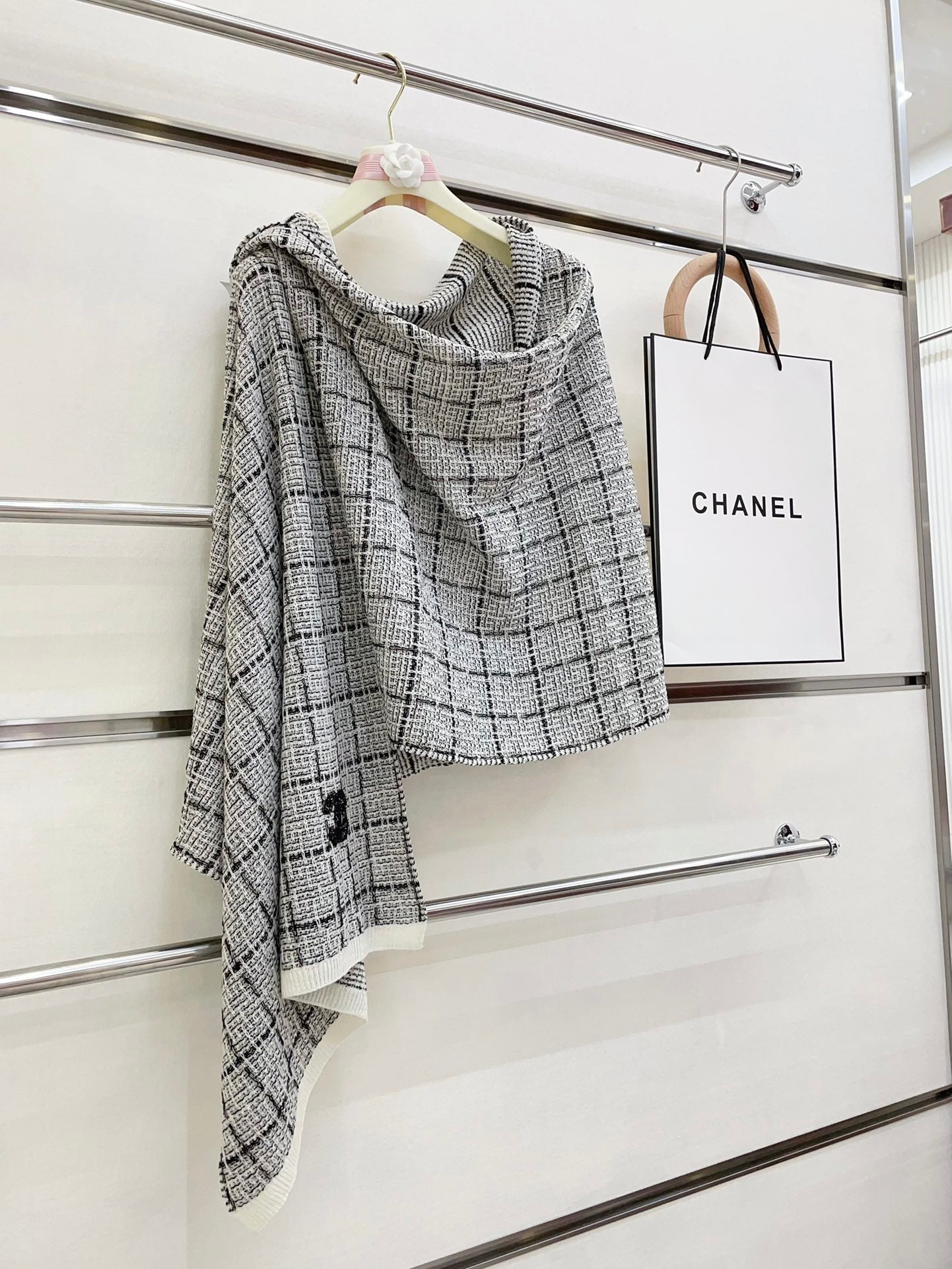 CC Scarf 180 CM In Grey With Black Stripes Cashmere 415180