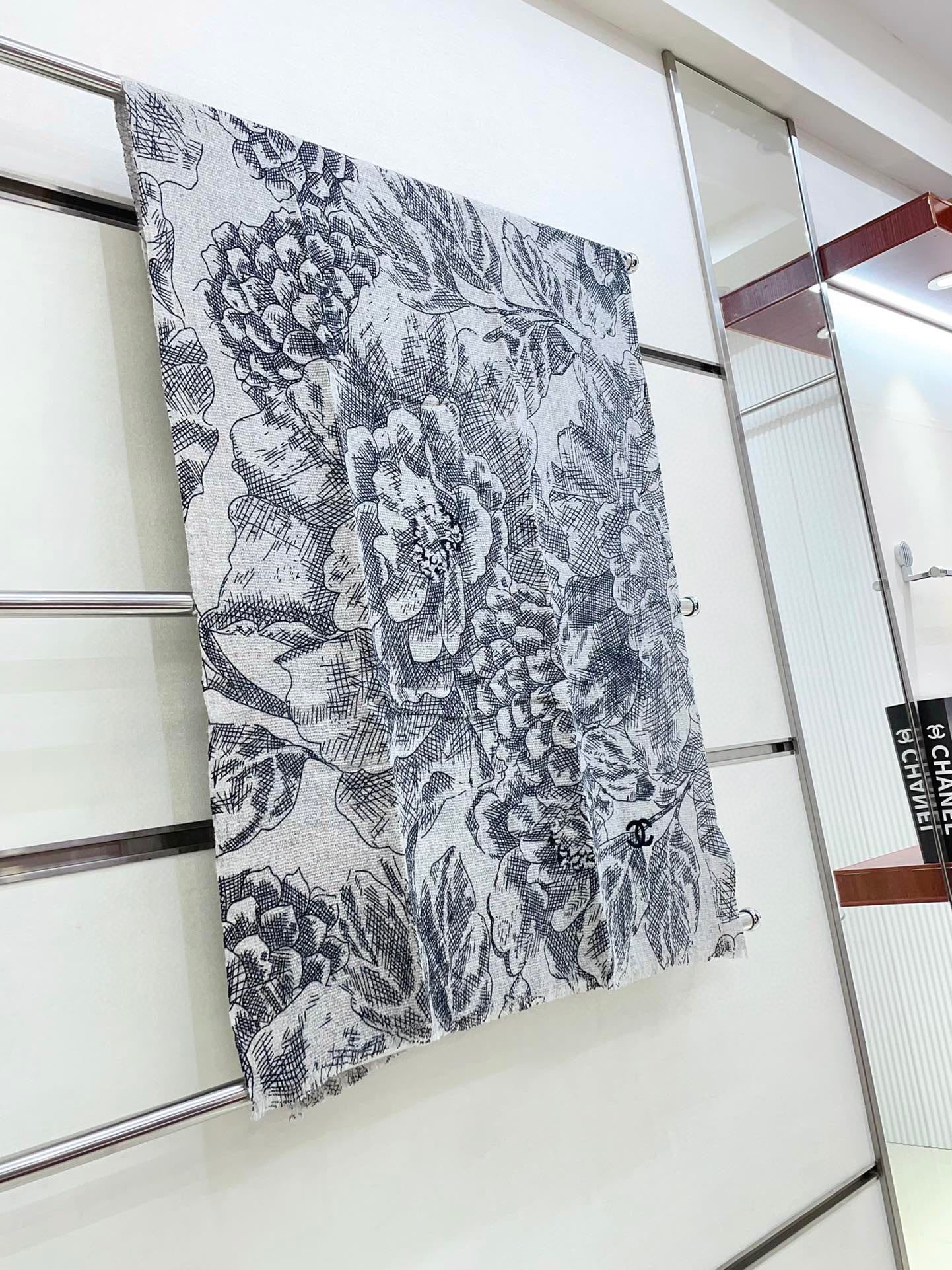 CC Scarf 180 CM In Grey Black Cashmere  419805