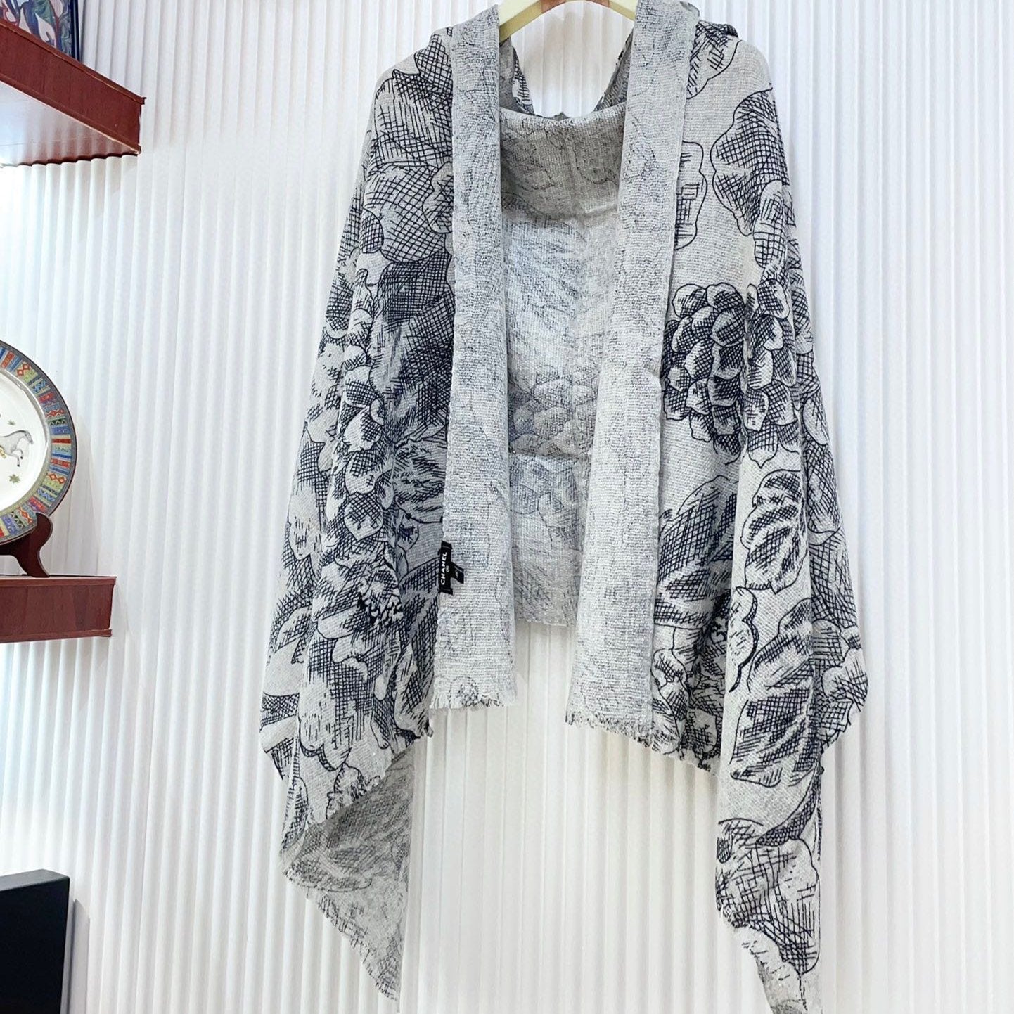 CC Scarf 180 CM In Grey Black Cashmere  419805