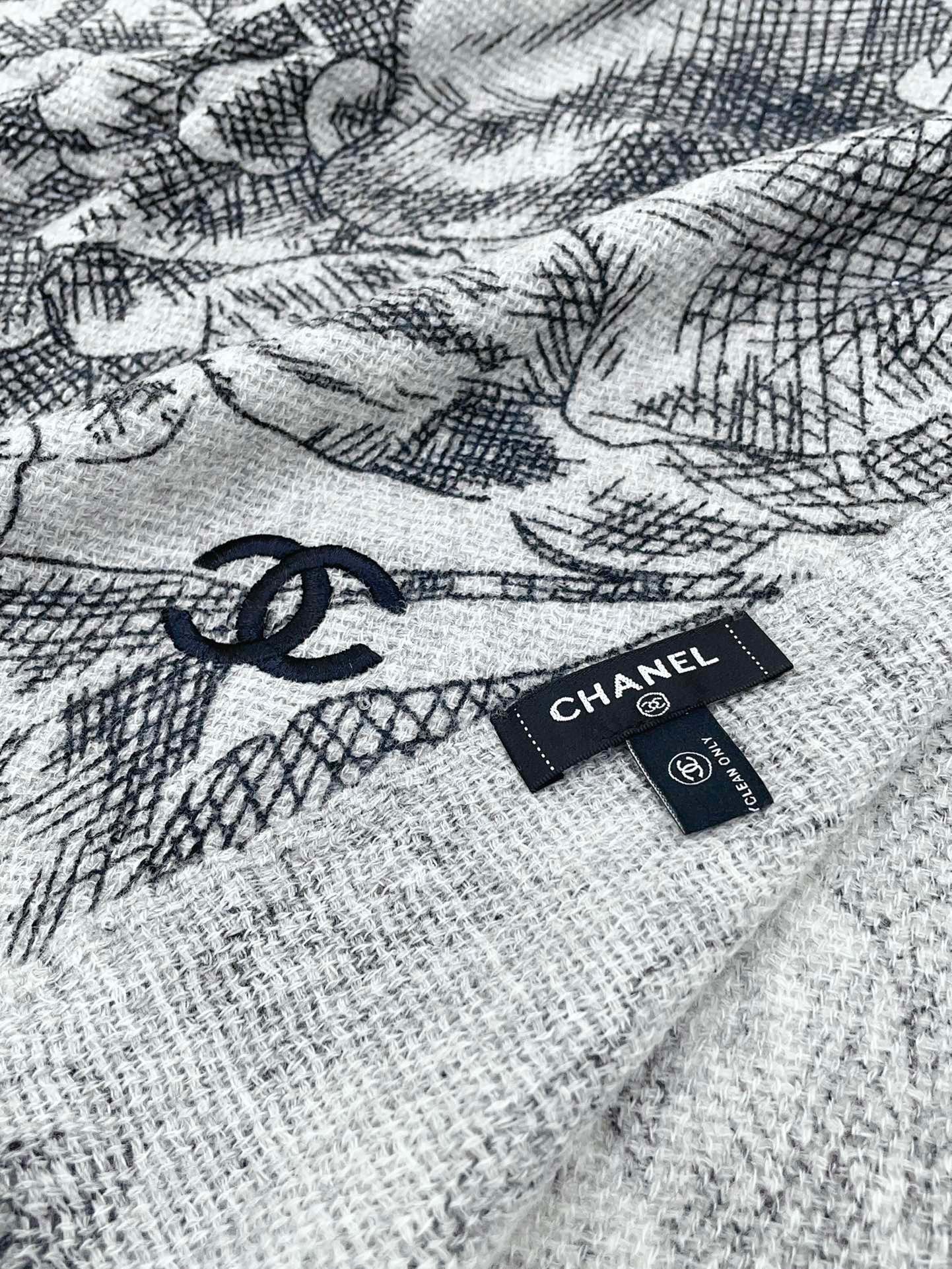 CC Scarf 180 CM In Grey Black Cashmere  419805