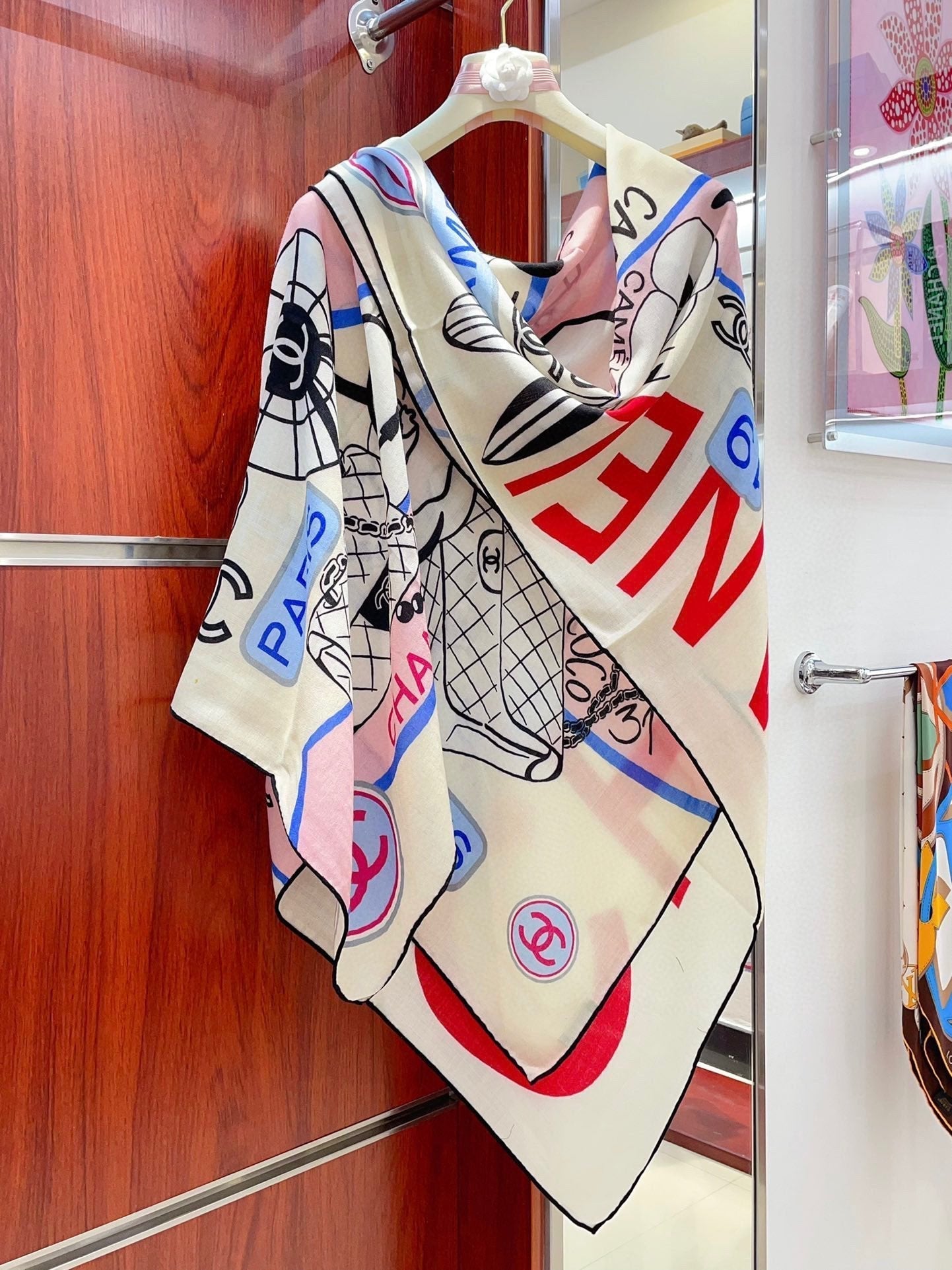 CC Square Scarf 140 CM In Colorful Cashmere Silk 419810