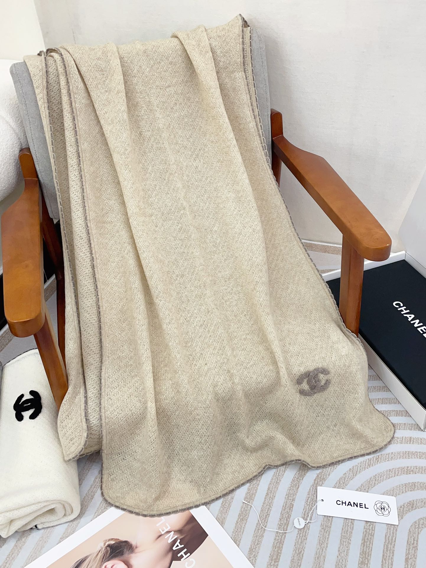 CC Scarf 190 CM In Beige Cashmere 419818