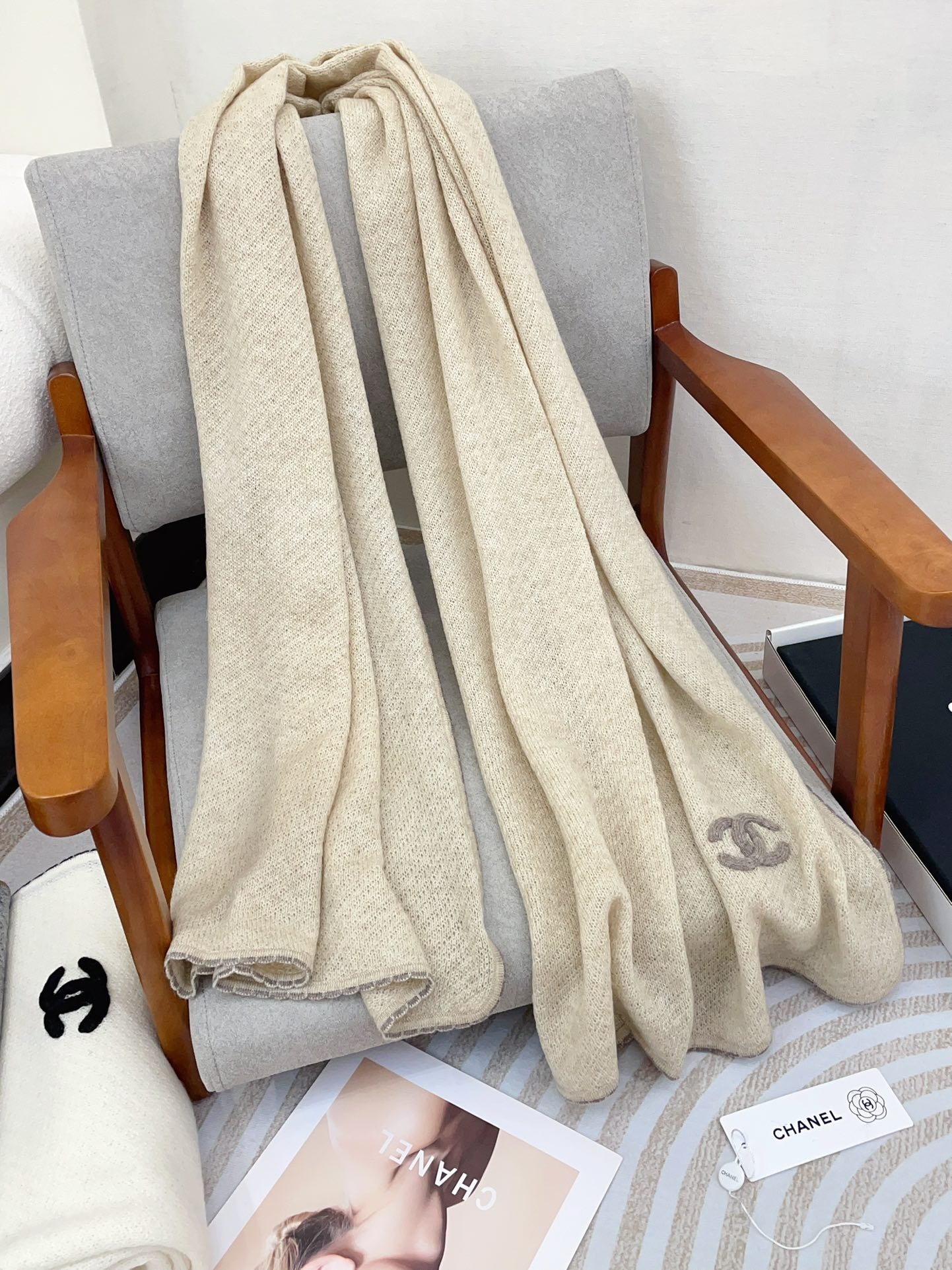 CC Scarf 190 CM In Beige Cashmere 419818