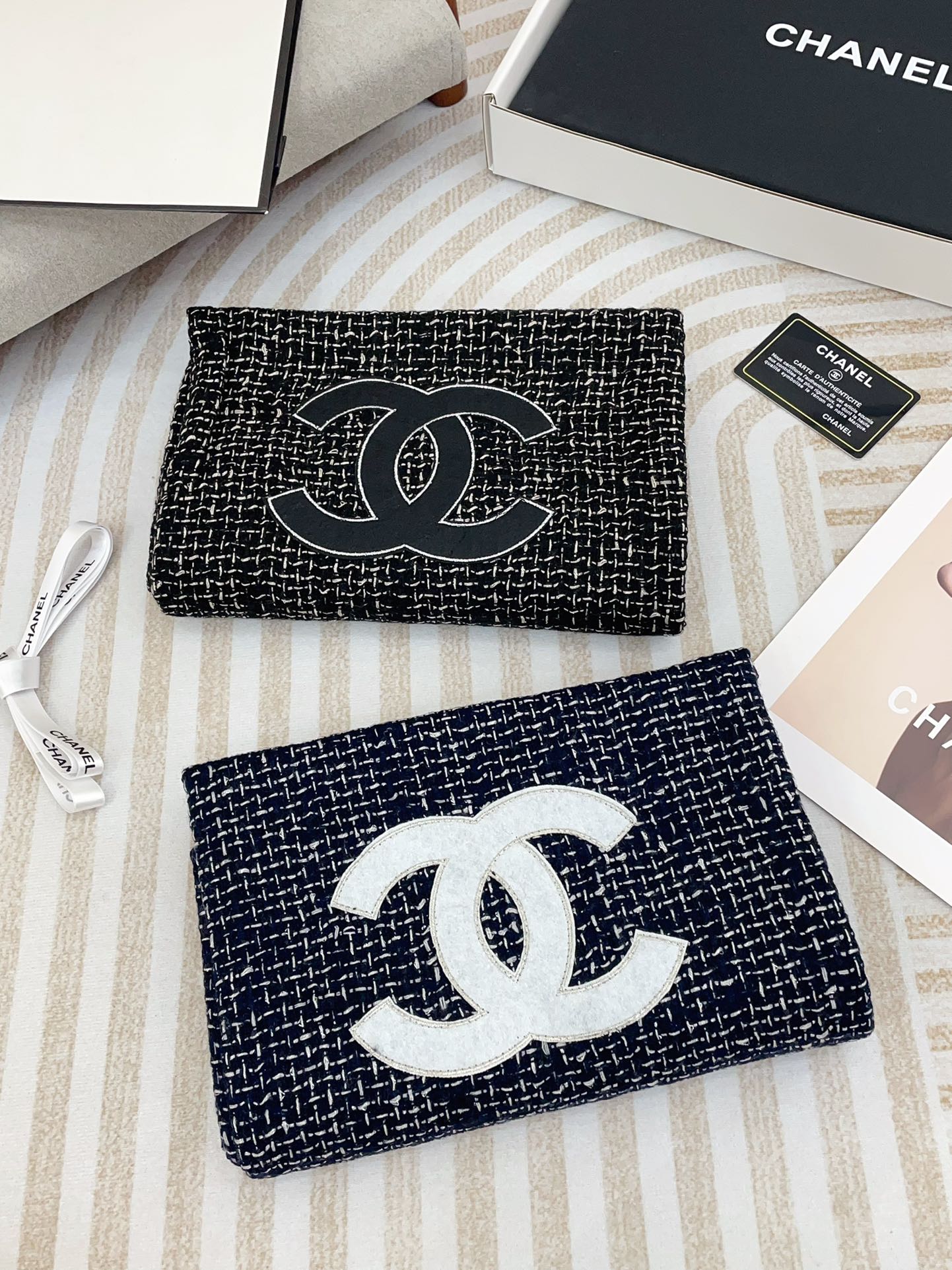 CC Scarf 190 CM In Black Mix White Cashmere 421407