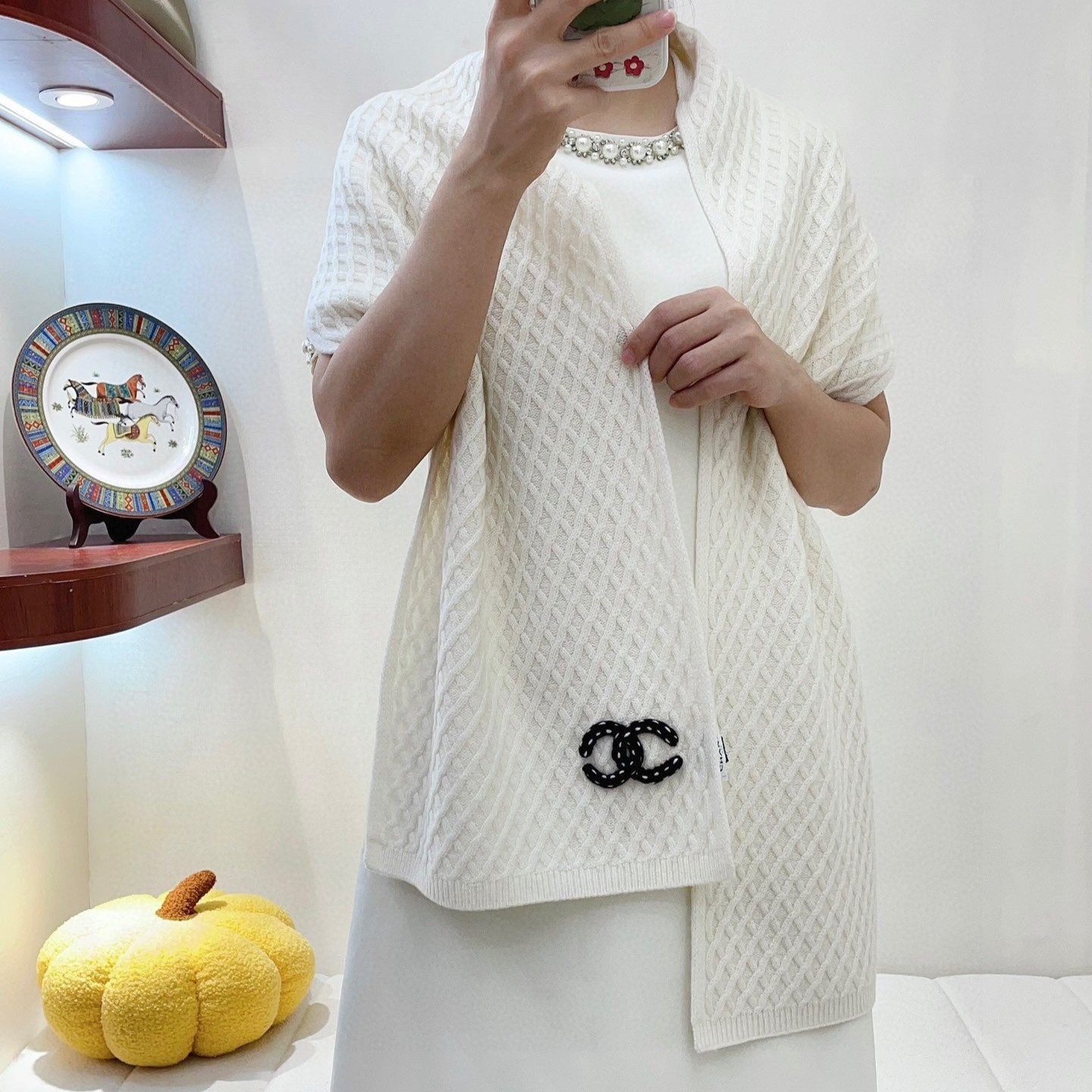 CC Scarf 170 CM In White Cashmere 421409