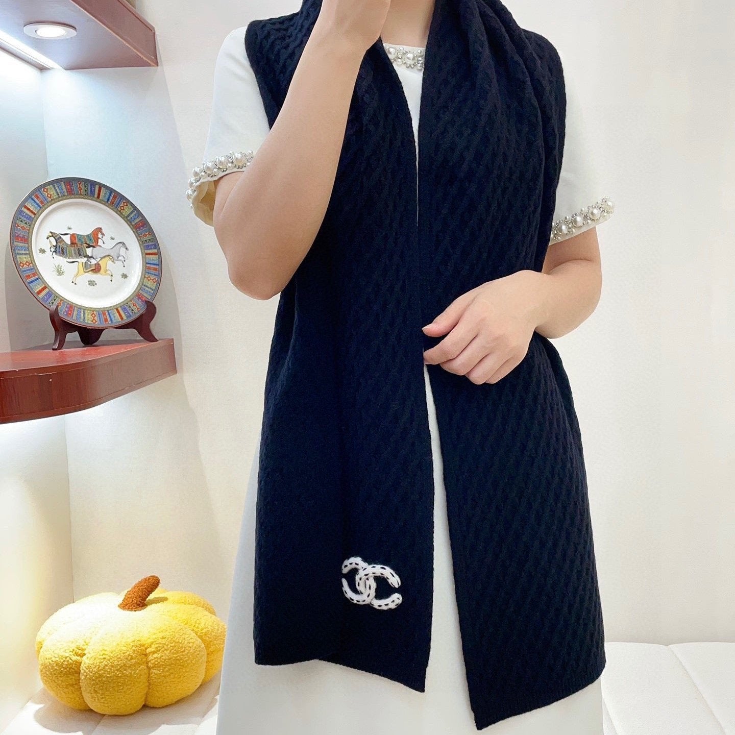 CC Scarf 170 CM In Black Cashmere 421410