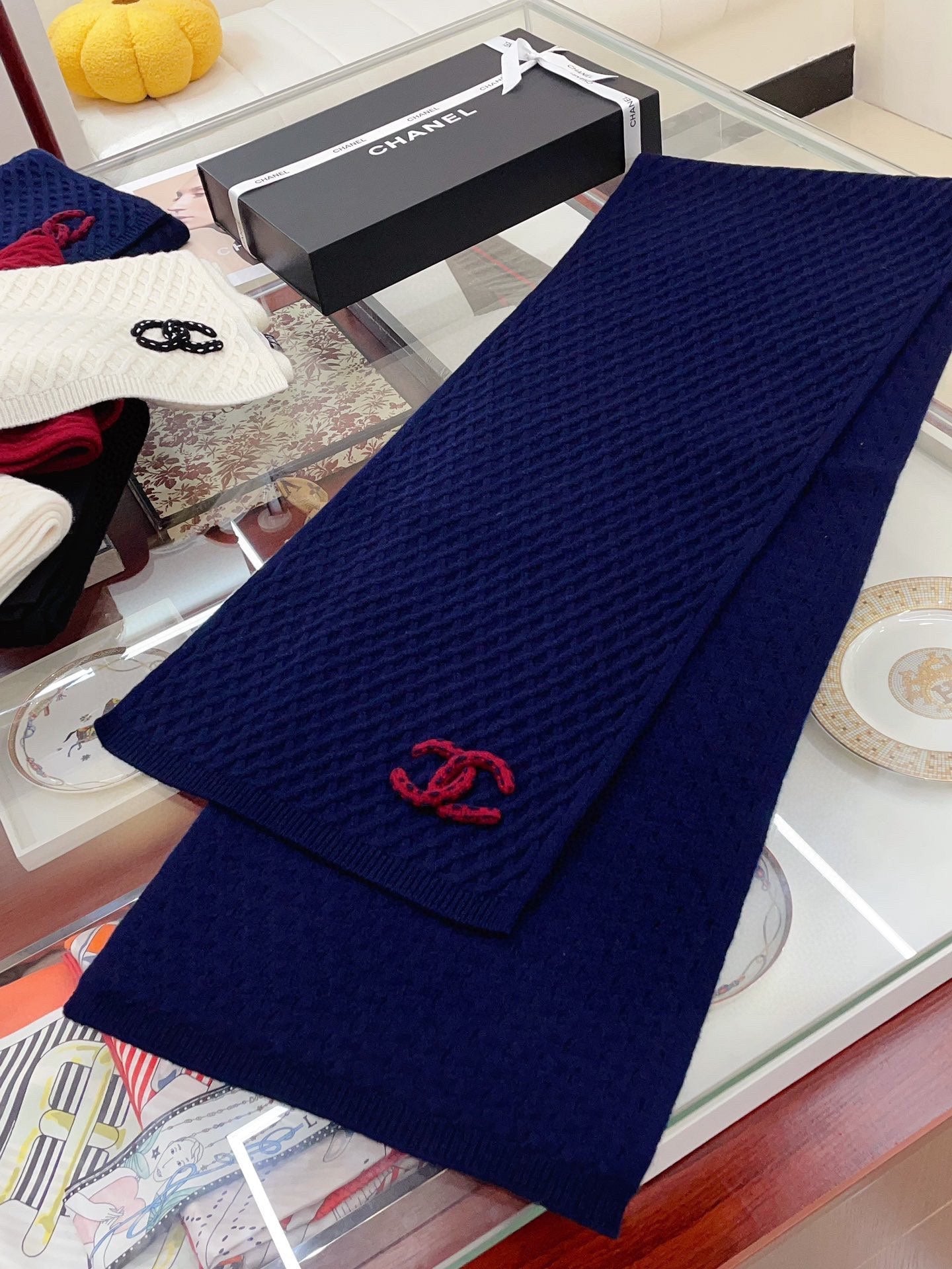 CC Scarf 170 CM In Charcoal Blue Cashmere 421412