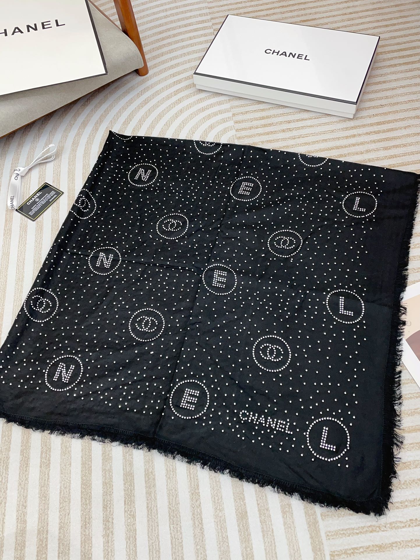 CC Square Scarf 130 CM In Black Silk 422753