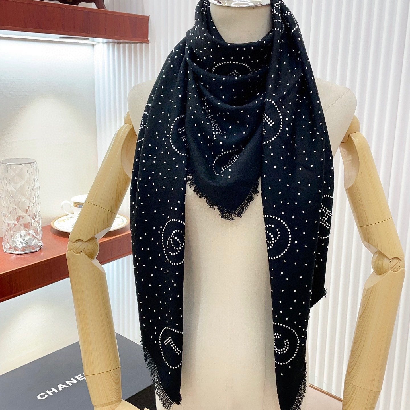 CC Square Scarf 130 CM In Black Silk 422753