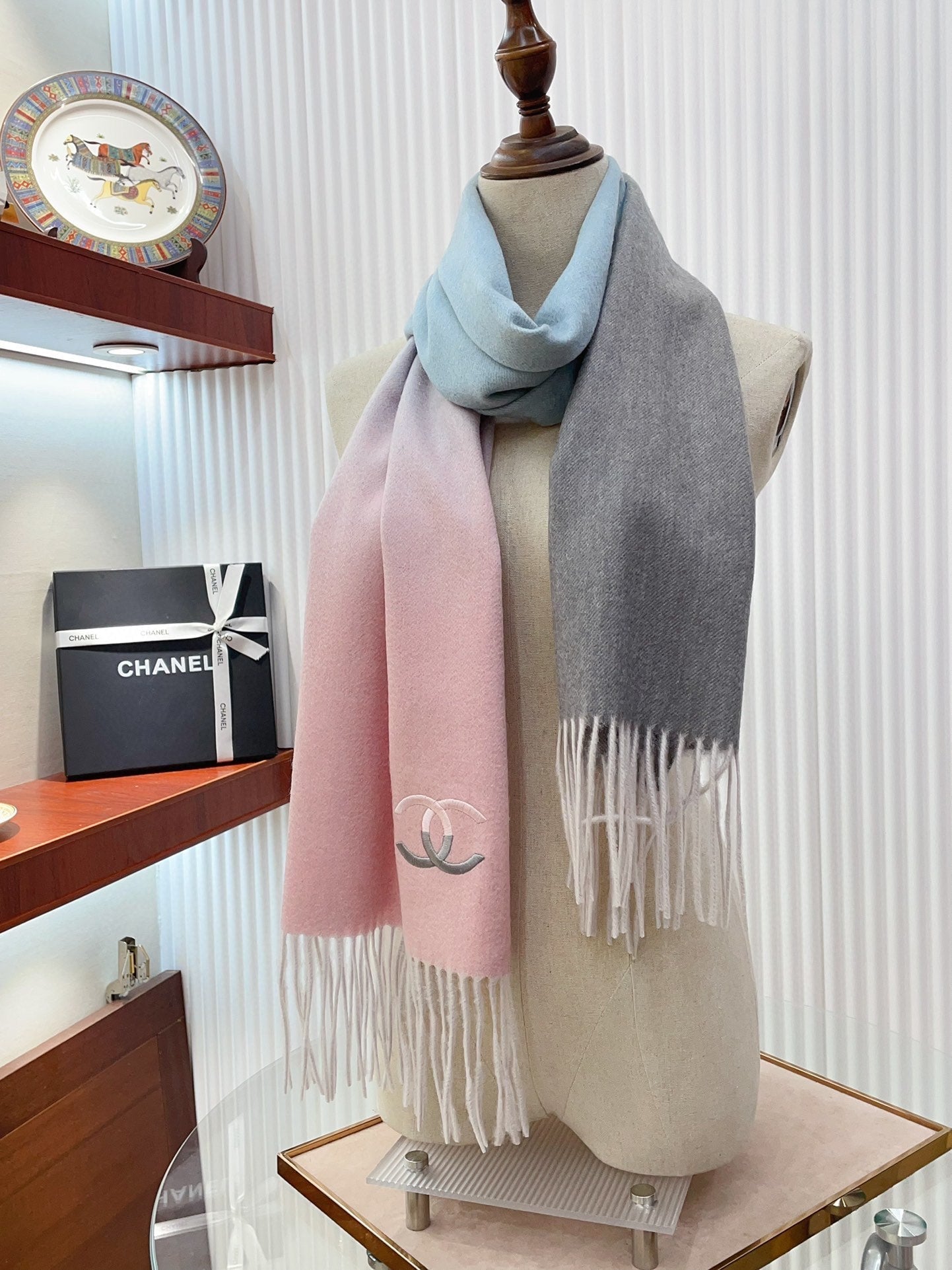 CC Scarf 180 CM In Pink Mix Grey Blue Cashmere 422761
