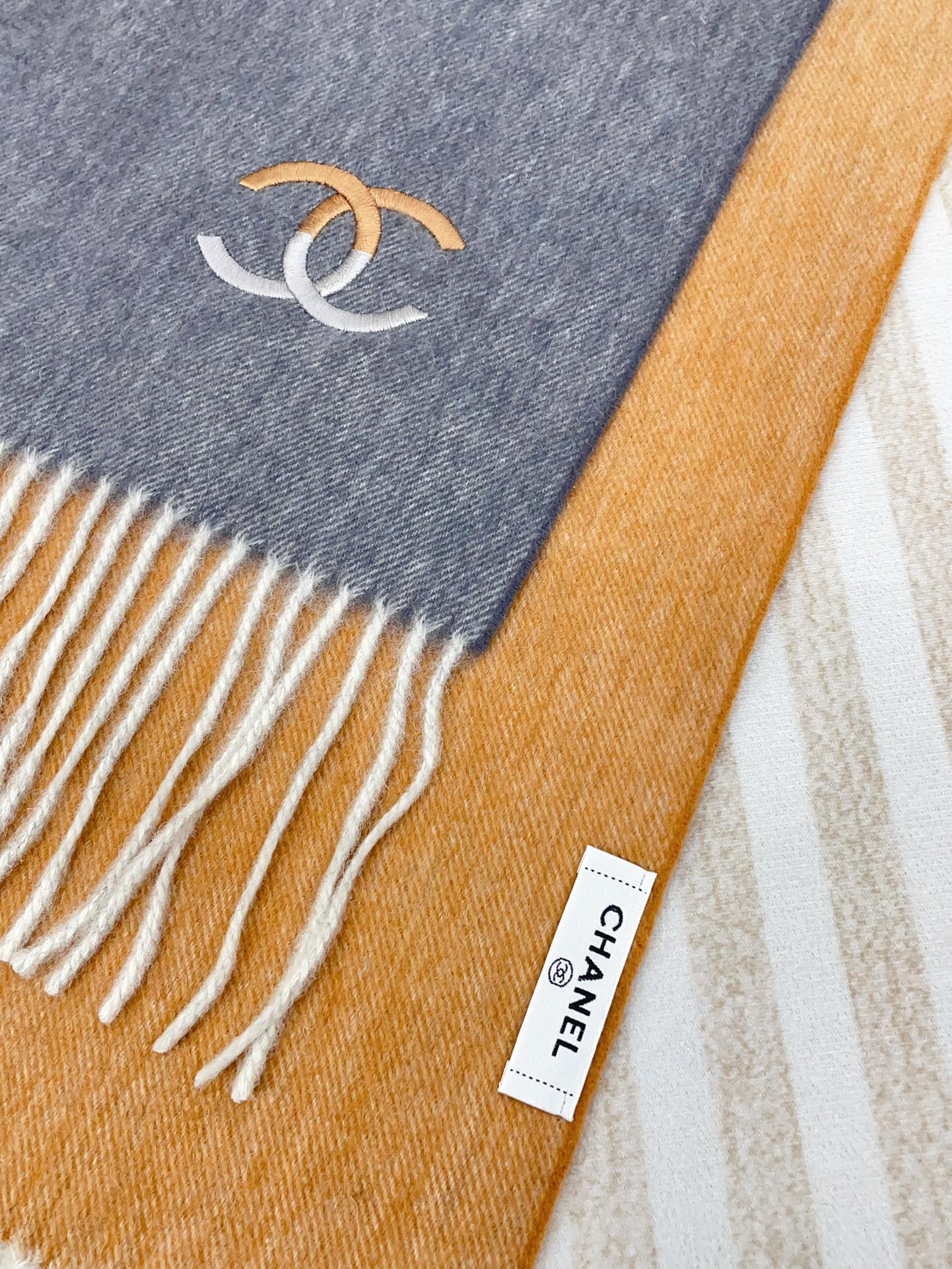 CC Scarf 180 CM In Grey Mix Brown Yellow Cashmere 422762