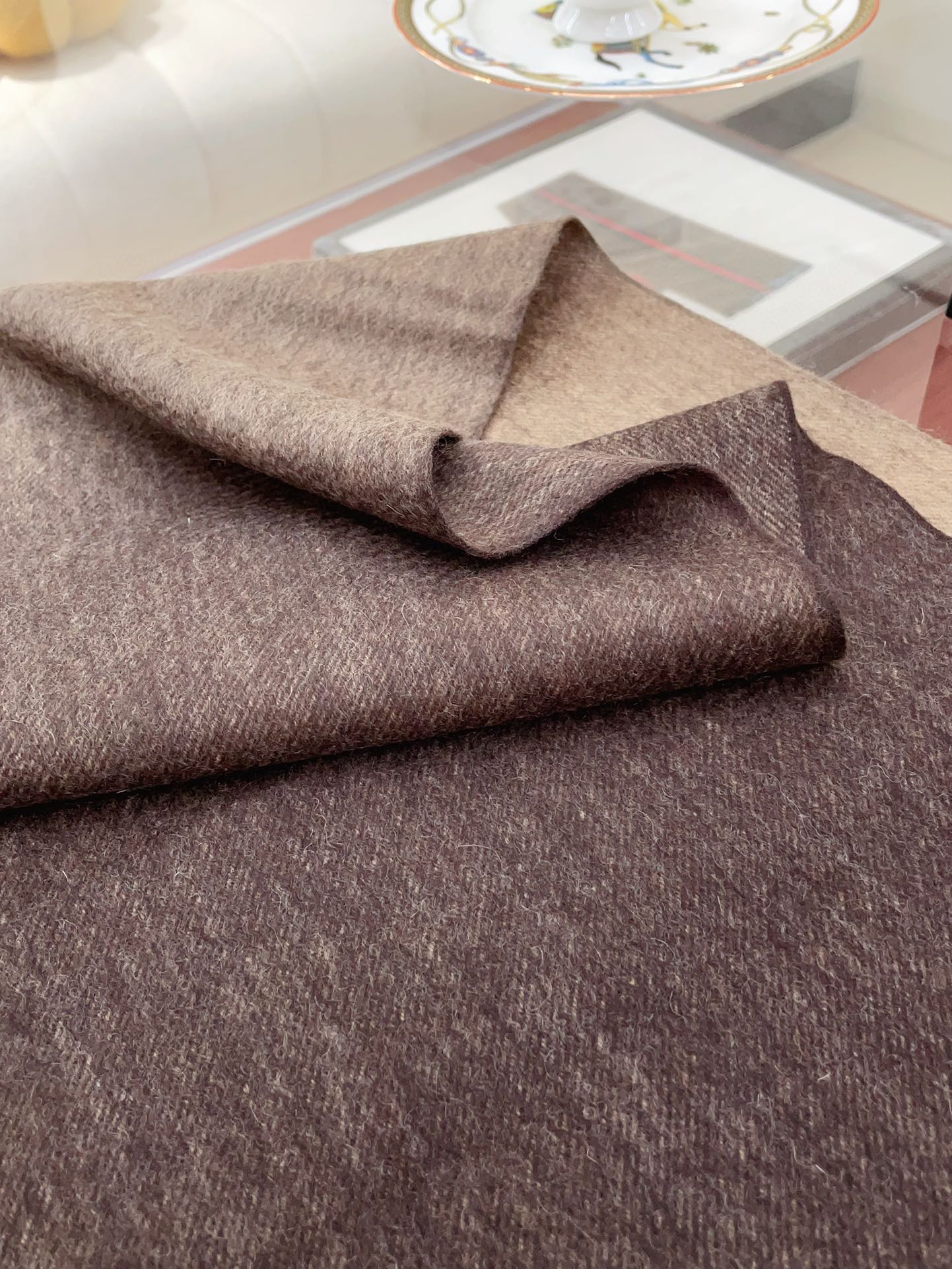 CC Scarf 180 CM In Dark Brown Mix Beige Cashmere  422763