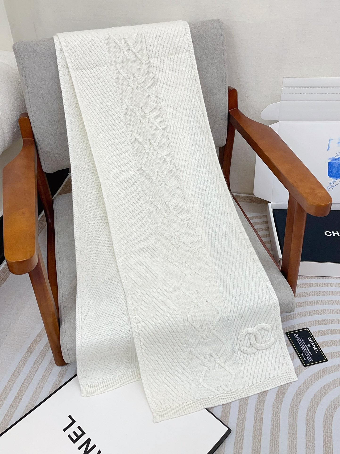 CC Scarf 180 CM In White Wool 422765