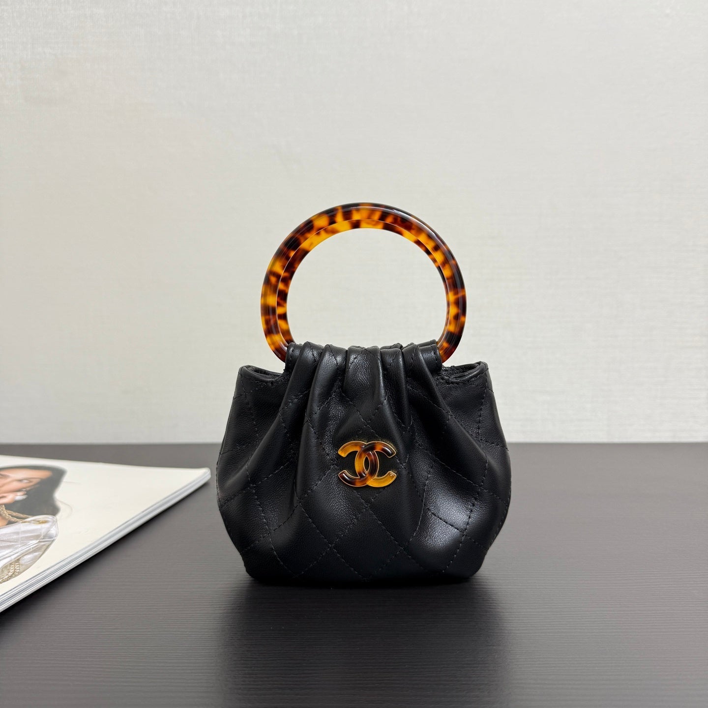 Chanel 26 Tortoiseshell Mini Bag 16 Black Lambskin