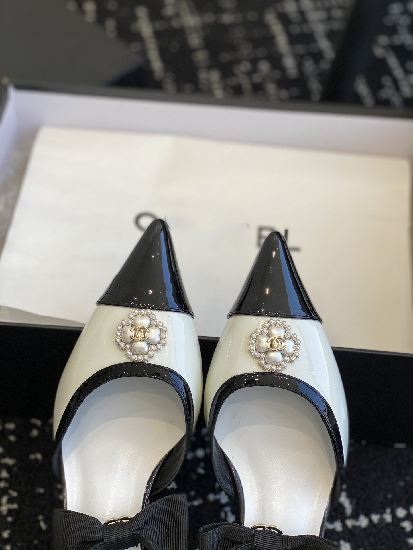 slingbacks 45 white black patent calfskin