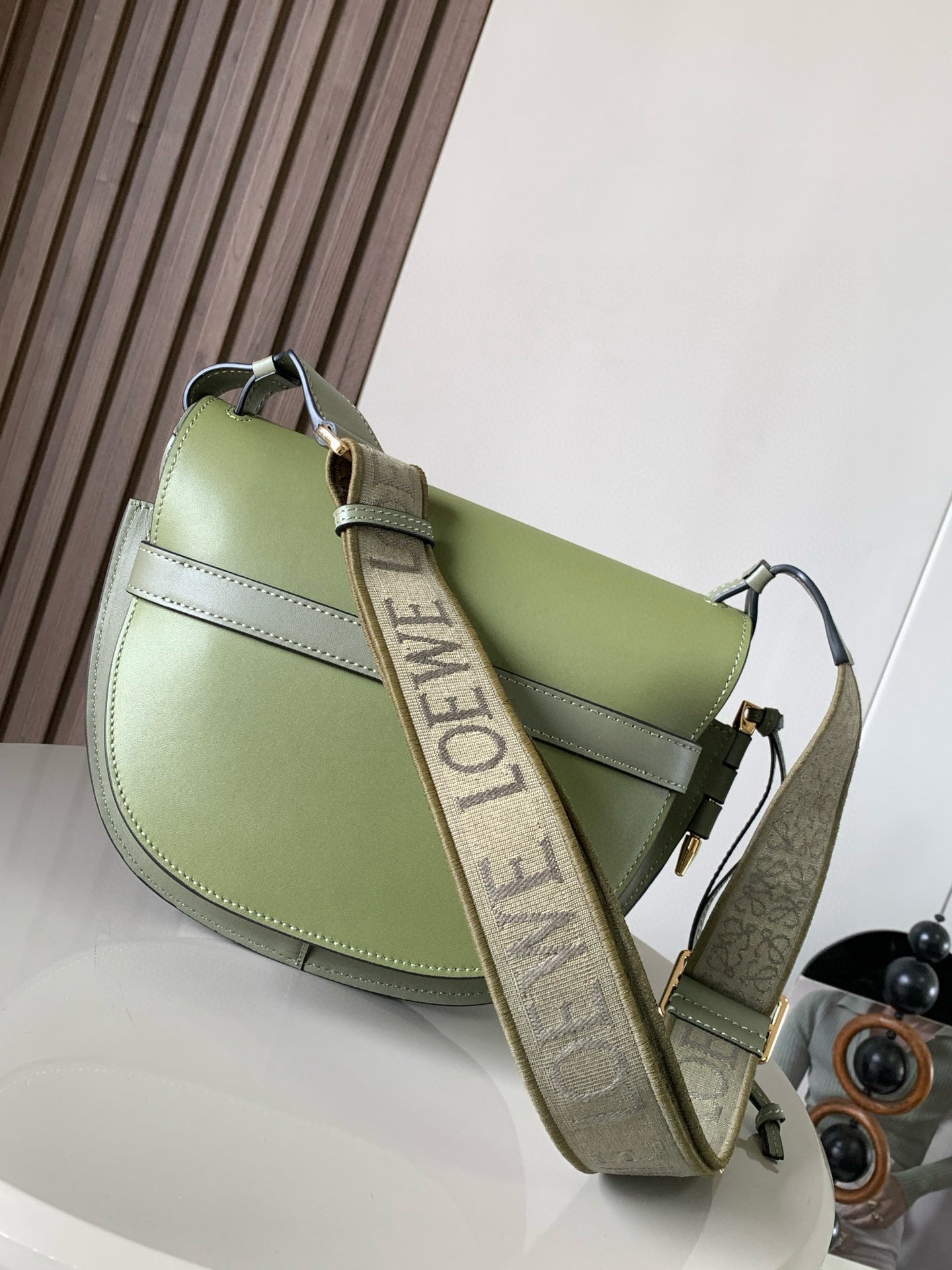 Loewe Saddle Bag 21 Light Sage Green Leather 280426